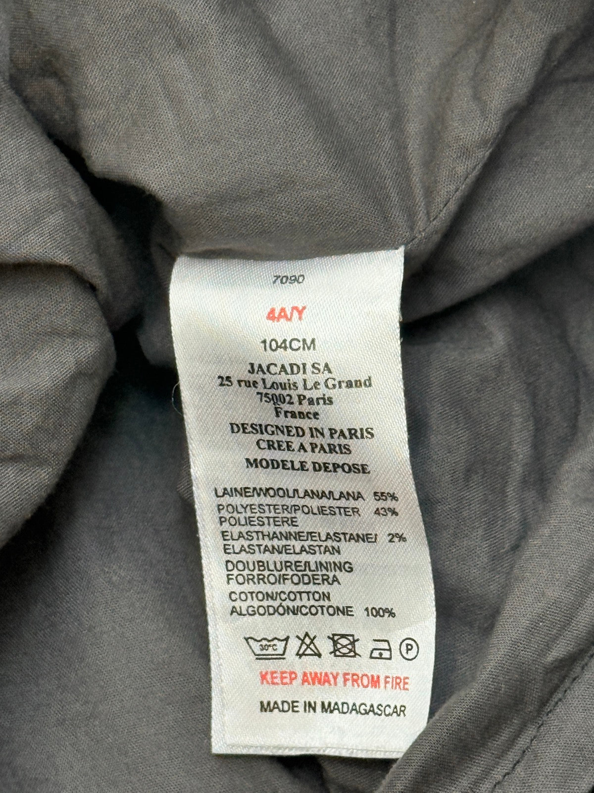 Jacadi Gray Wool Embroidered Dress Size 4T