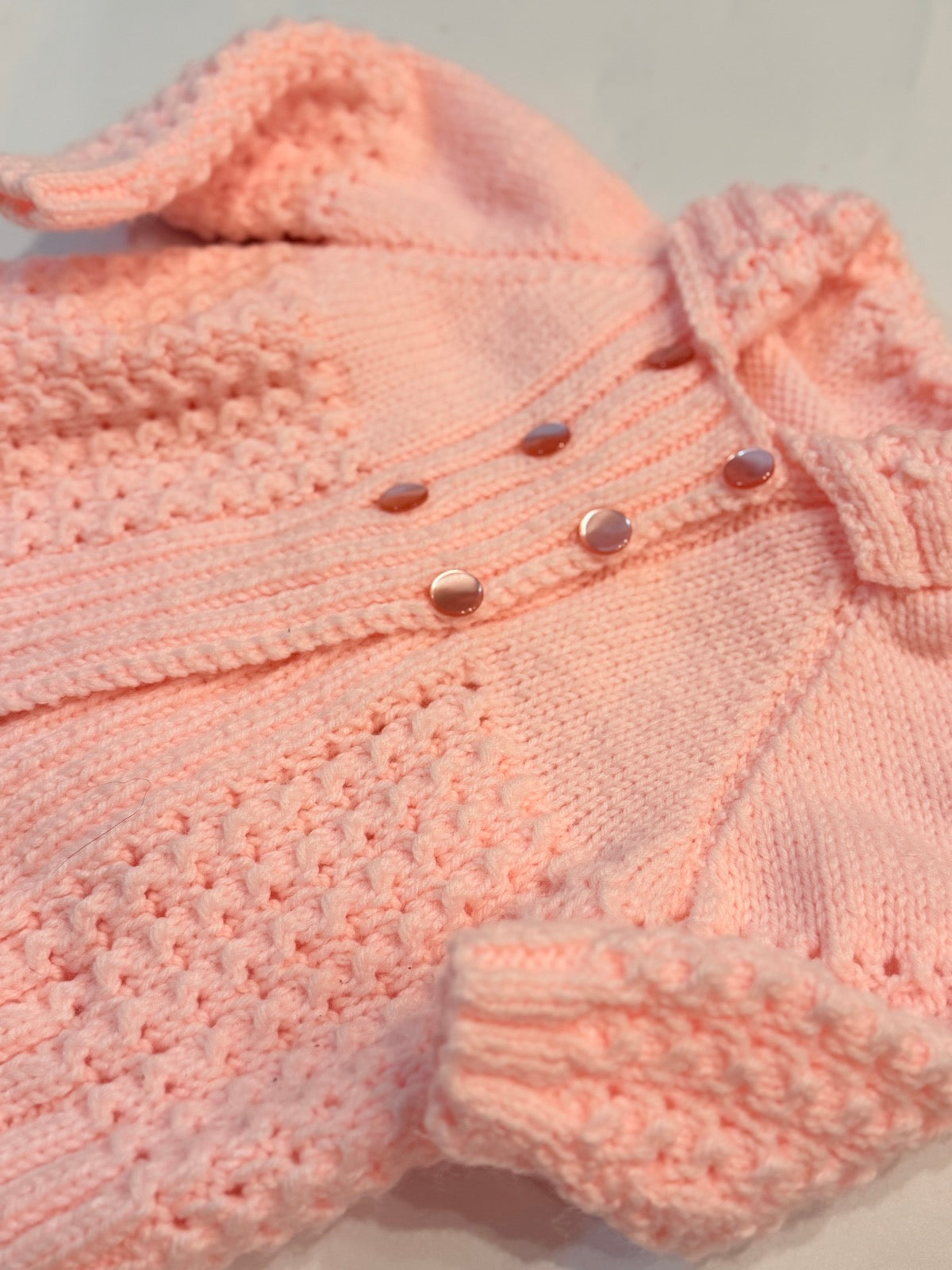 Handmade Pink Knit Baby Cardigan 6m