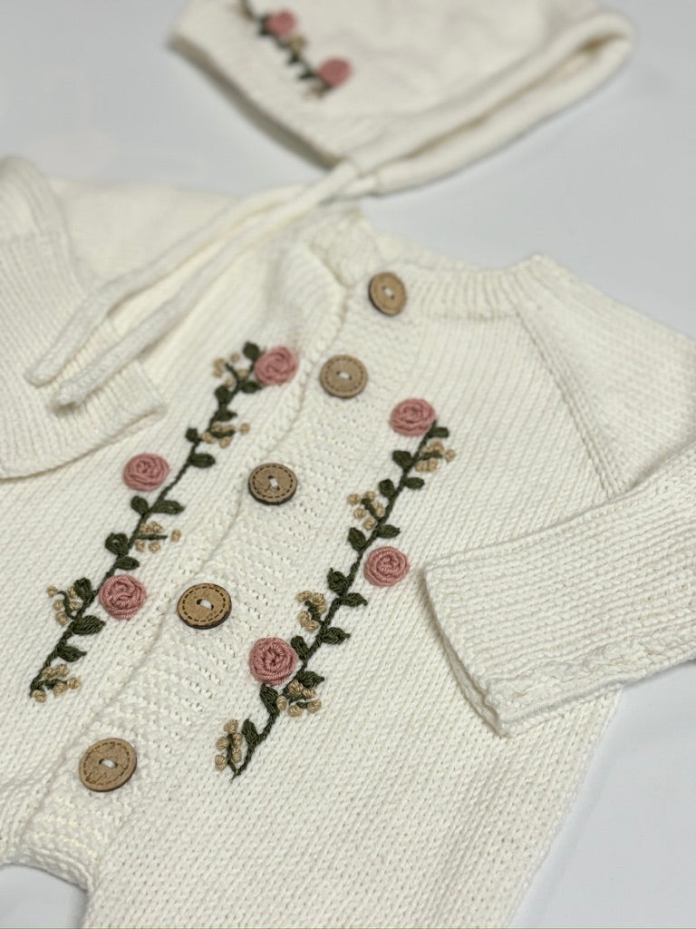 Knitted 2pc Hat and Onesie 6-12m