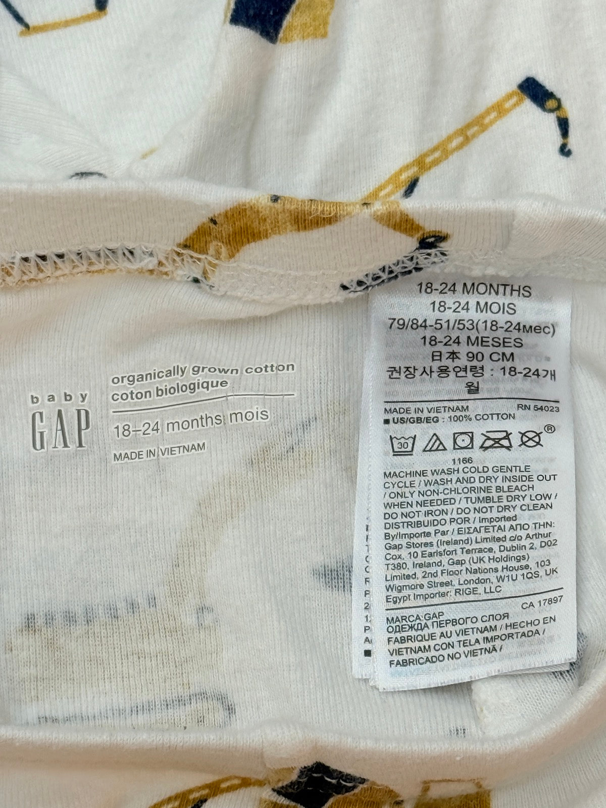 Baby Gap Construction Truck Pajama Set 18-24M