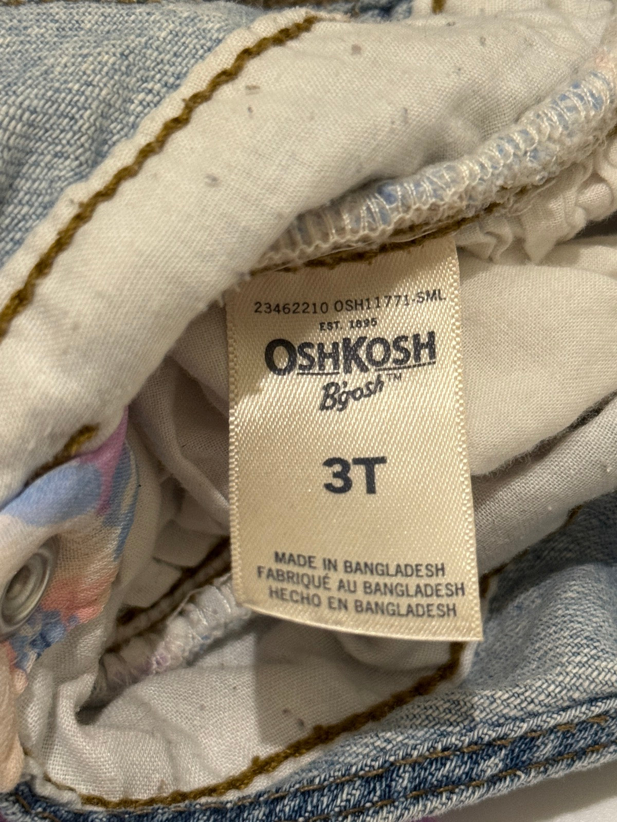 OshKosh B'gosh Denim Floral Overall Dress 3T