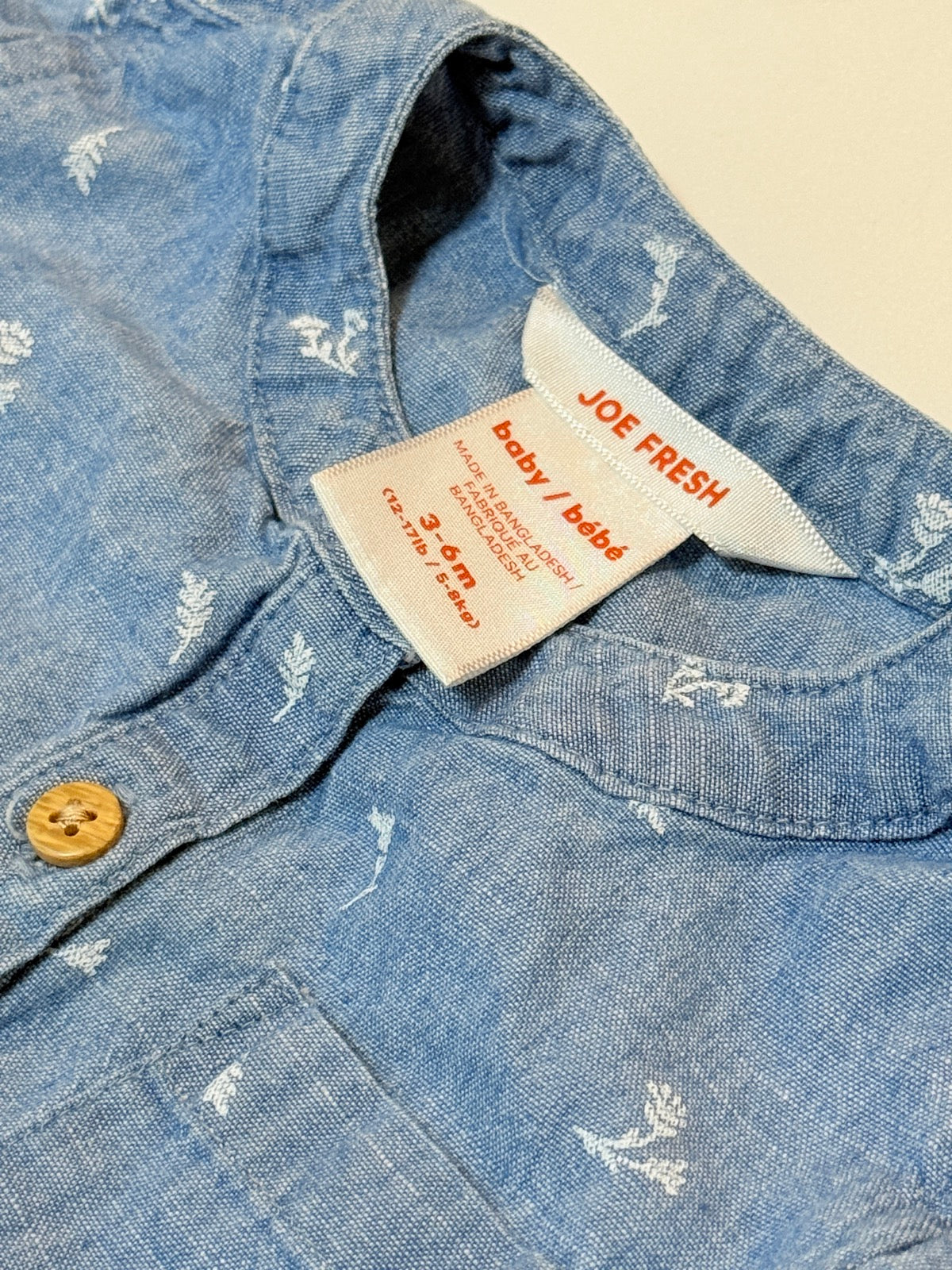 Joe Fresh Chambray Floral Button Top 3-6m