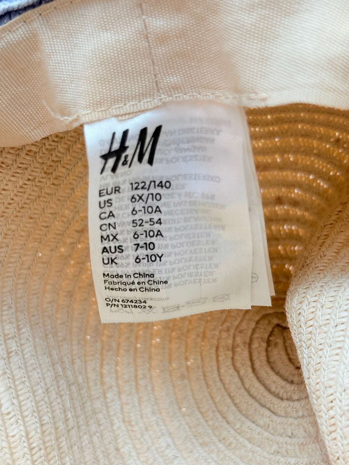 H&M Rainbow Brim Straw Sun Hat Size 6-10