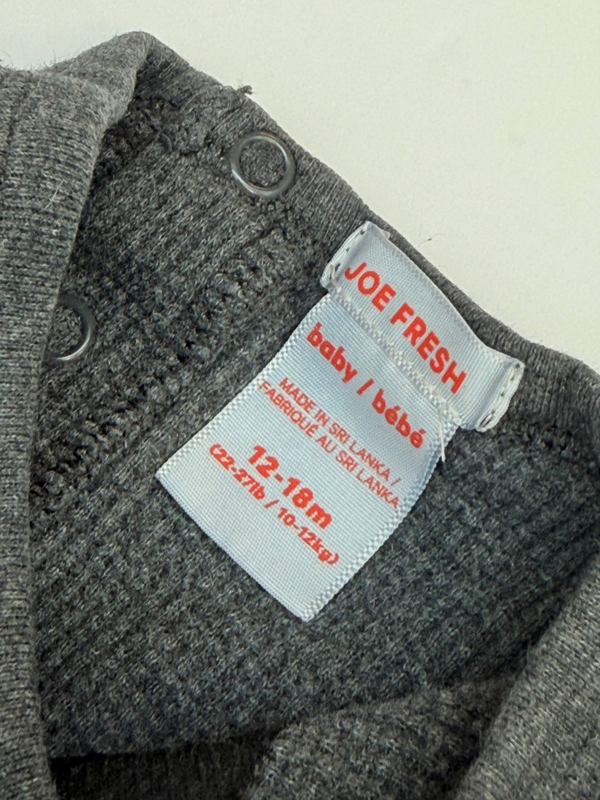 Joe Fresh Gray Waffle Knit Bodysuit 12-18m