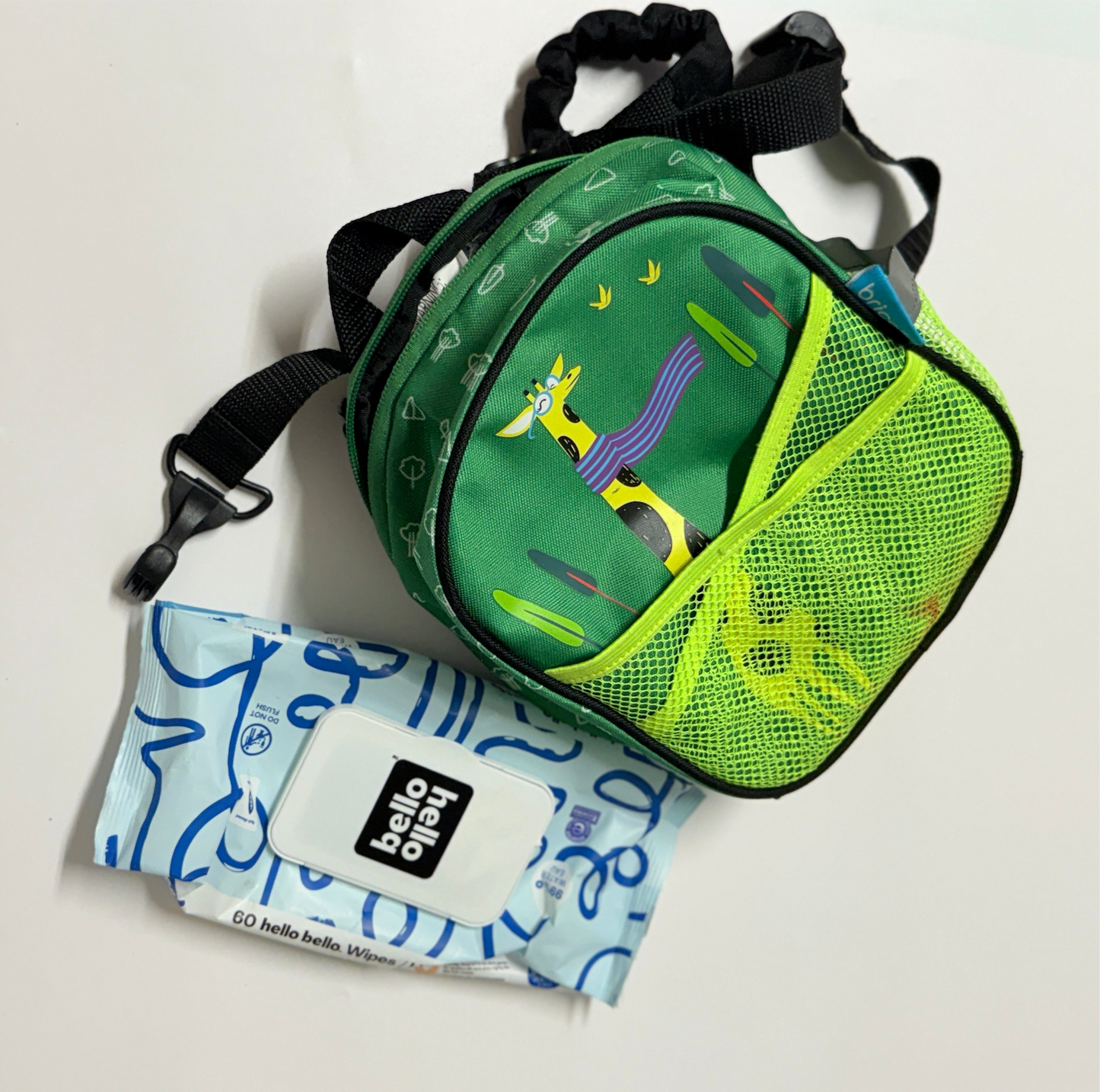 Toddler back pack with “leash” clip