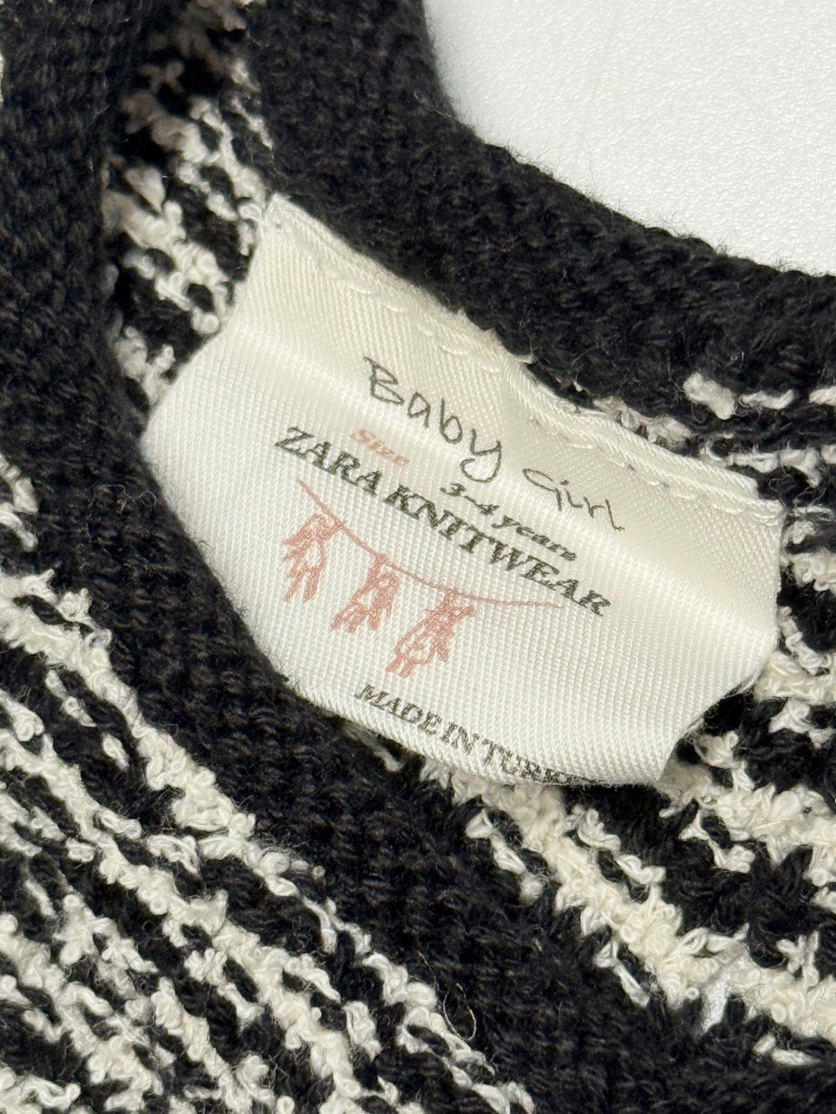 Knit Dress Zara Black White Size 3-4Y