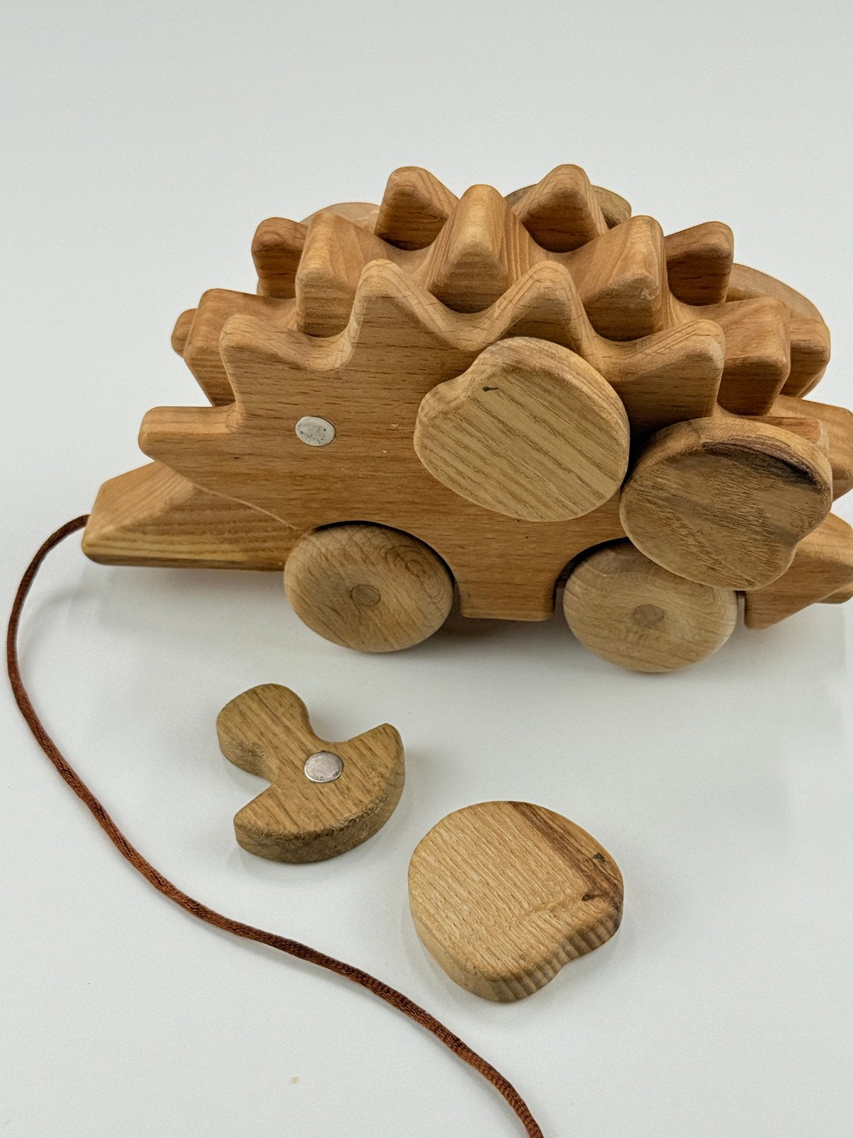 Wooden Hedgehog Pull Toy with Magnetic Pieces