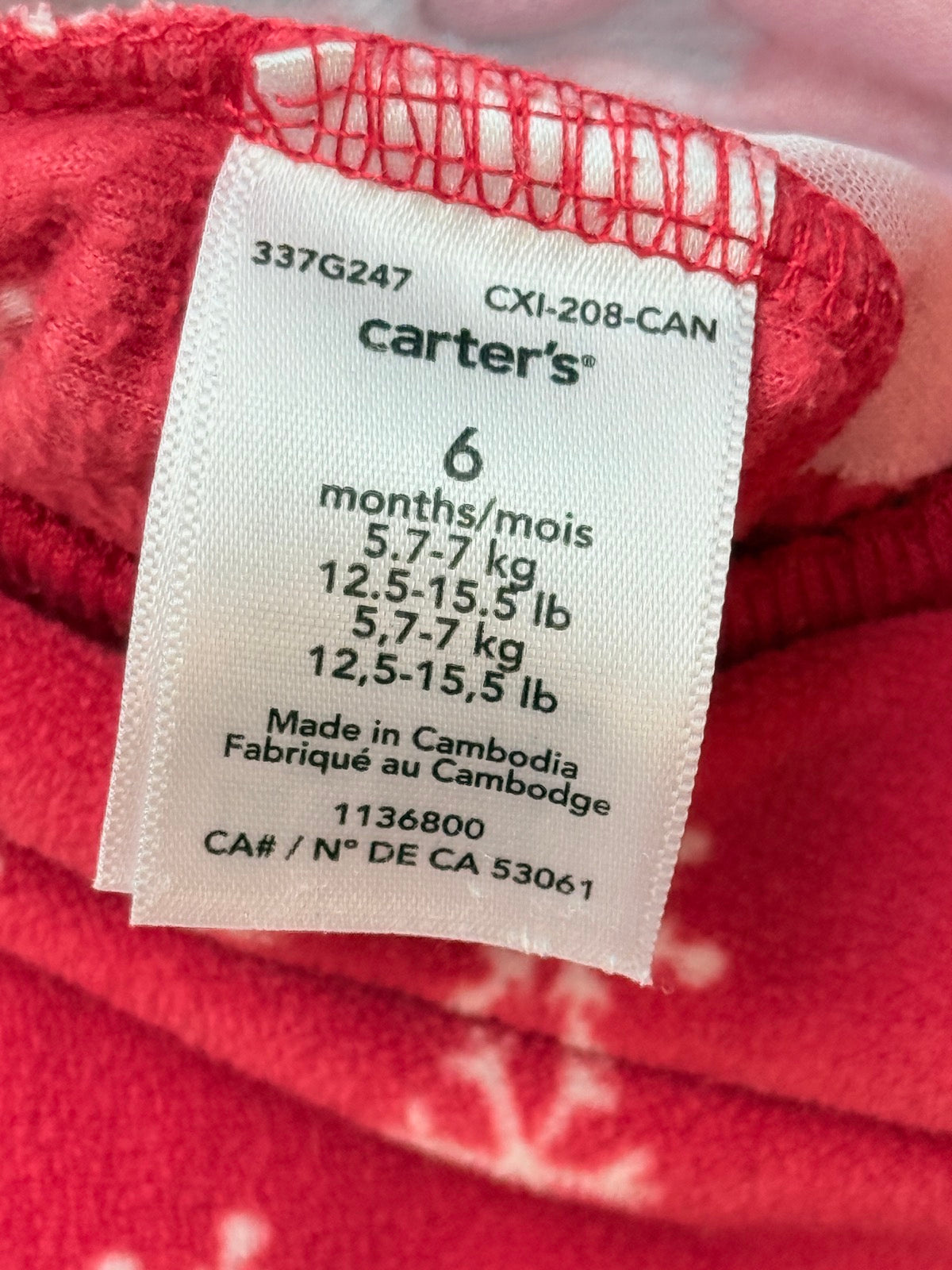 Carter's Snowman Fleece Footed Sleeper 6M
