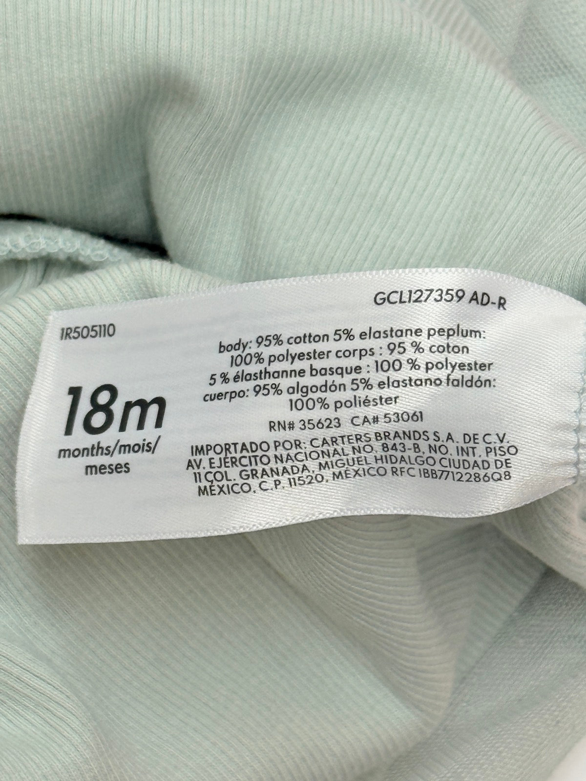 Carter's Sage Tulle Peplum Top 18M