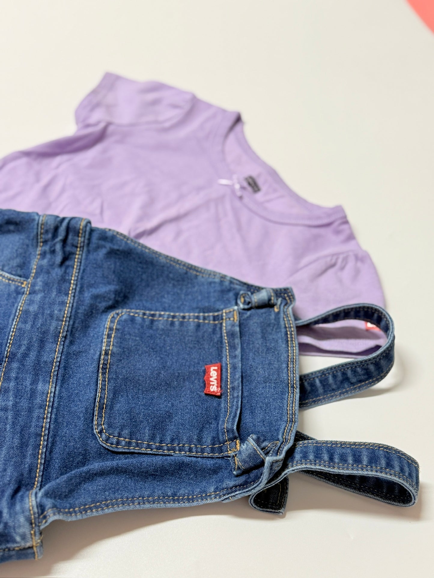2pc Levis Set Shortalls and Purple Shirt 2T