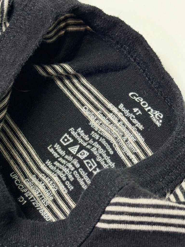 Haut rayé à manches longues George Toddler, taille 4T, noir et gris, pour enfants unisexes