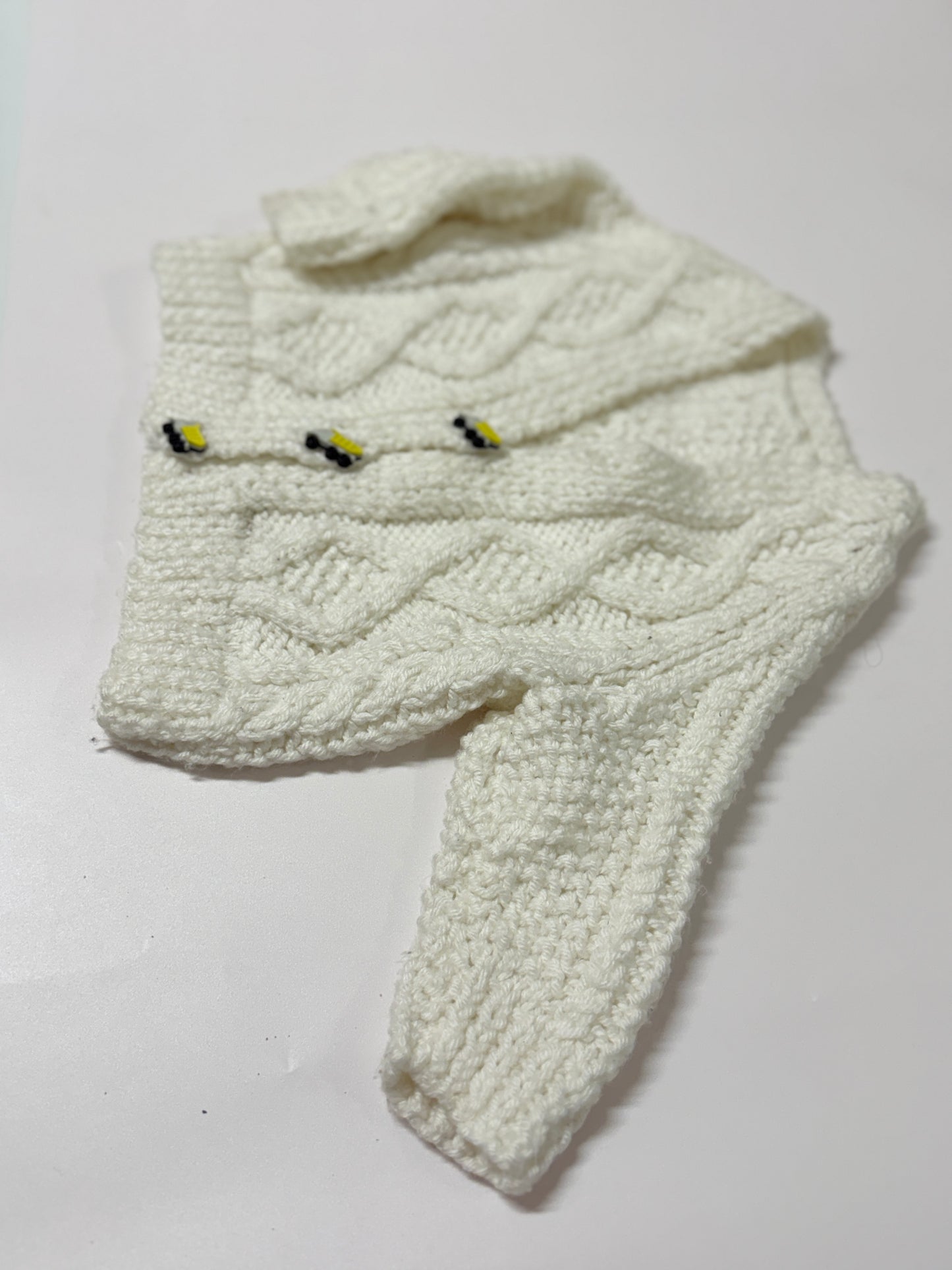 Handmade Knit Cardigan with Dump Truck Buttons 12-18m