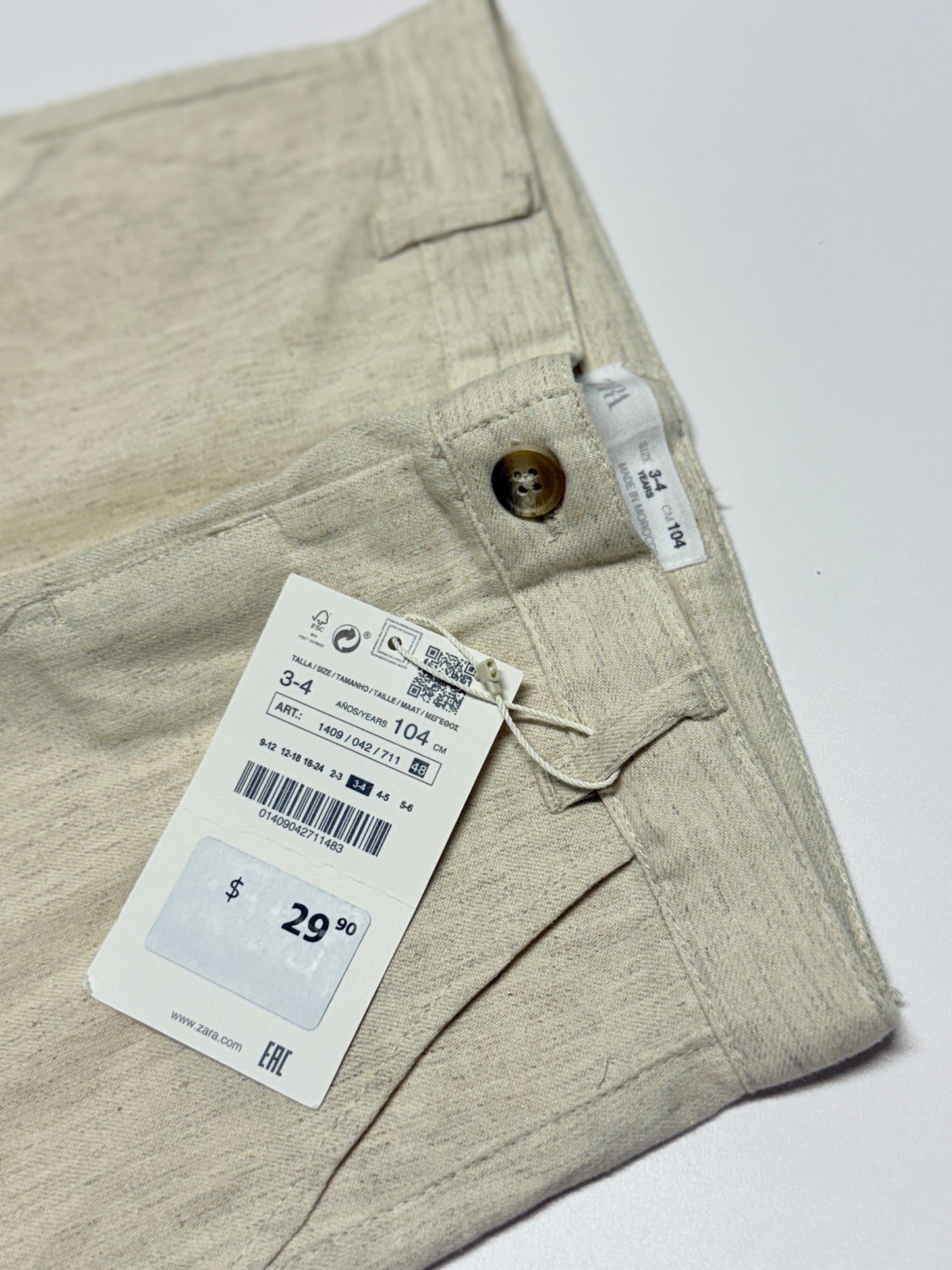 Zara 3-4y Linen Pants NWT