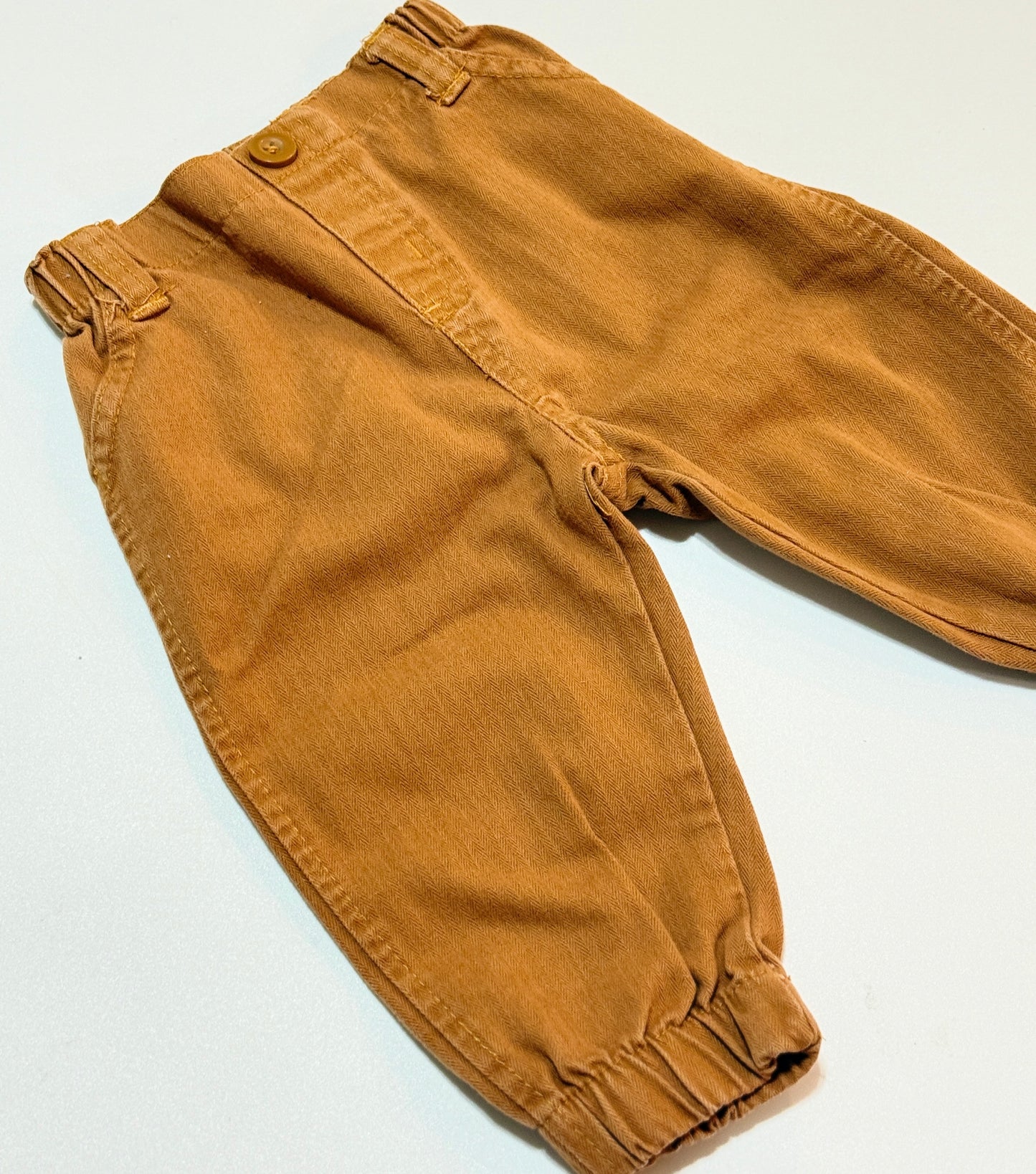 Tan Cotton Button Pants 0-3m