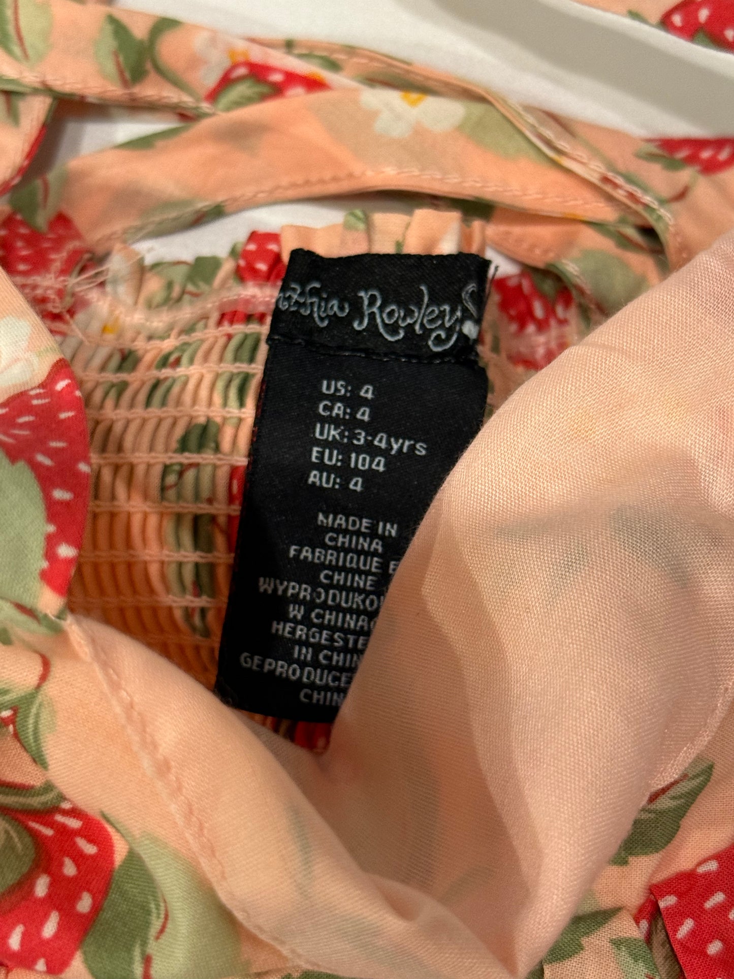 Strawberry Dress 4y Cynthia Rowley