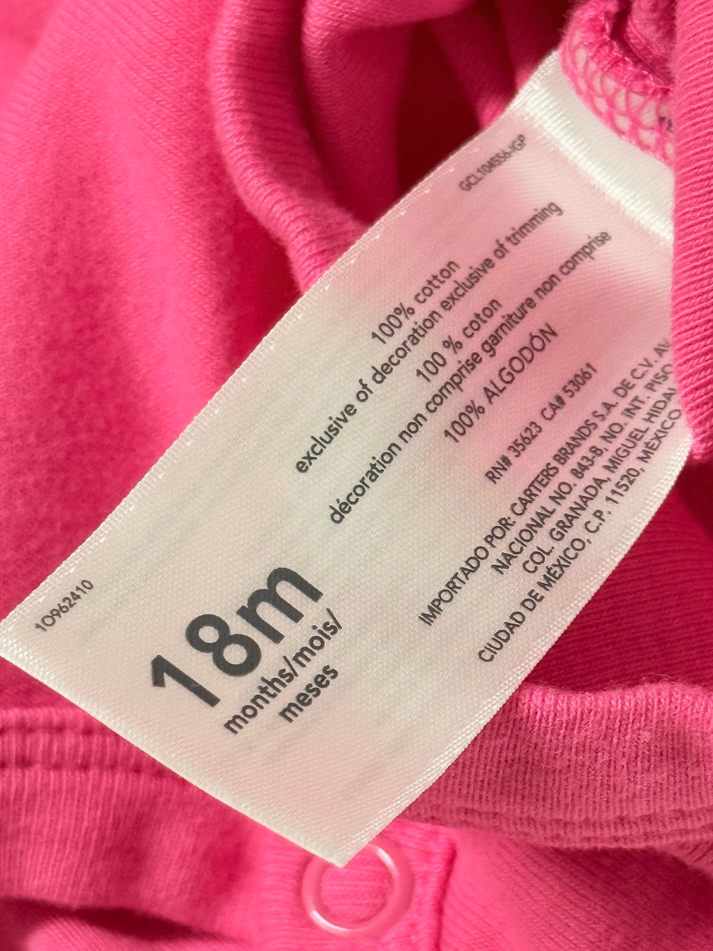 Carter's 18m Pink Tank Onesie