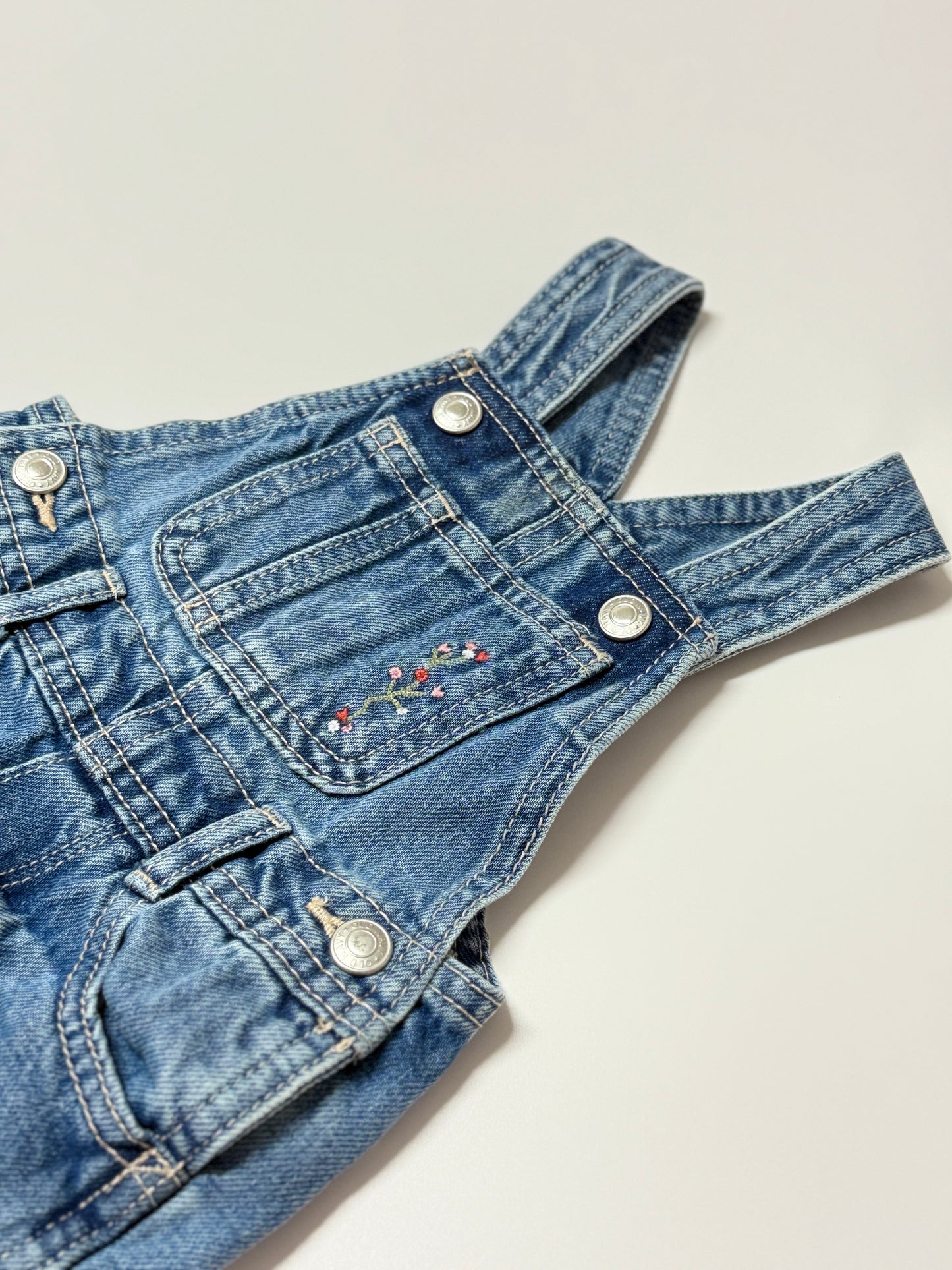 Old Navy 6-12m Floral Embroidered Detailed Overalls