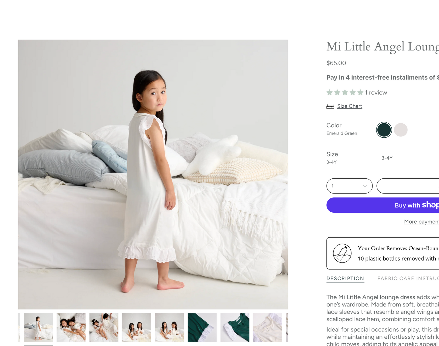 NWT La Mimiland Chemise de nuit bordée d'œillets verts 7-8 ans