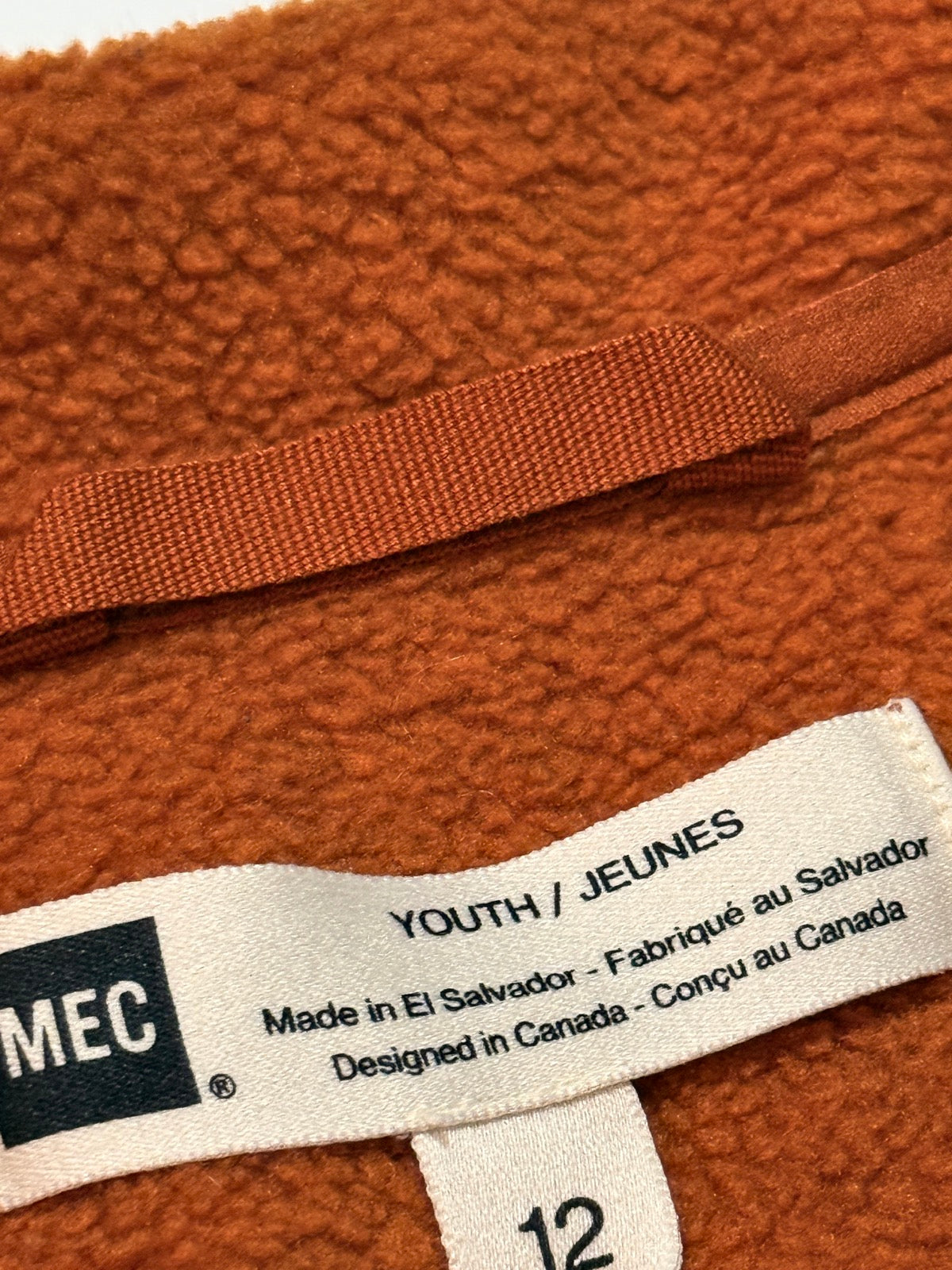 MEC Rust Fleece Full-Zip Jacket Youth 12
