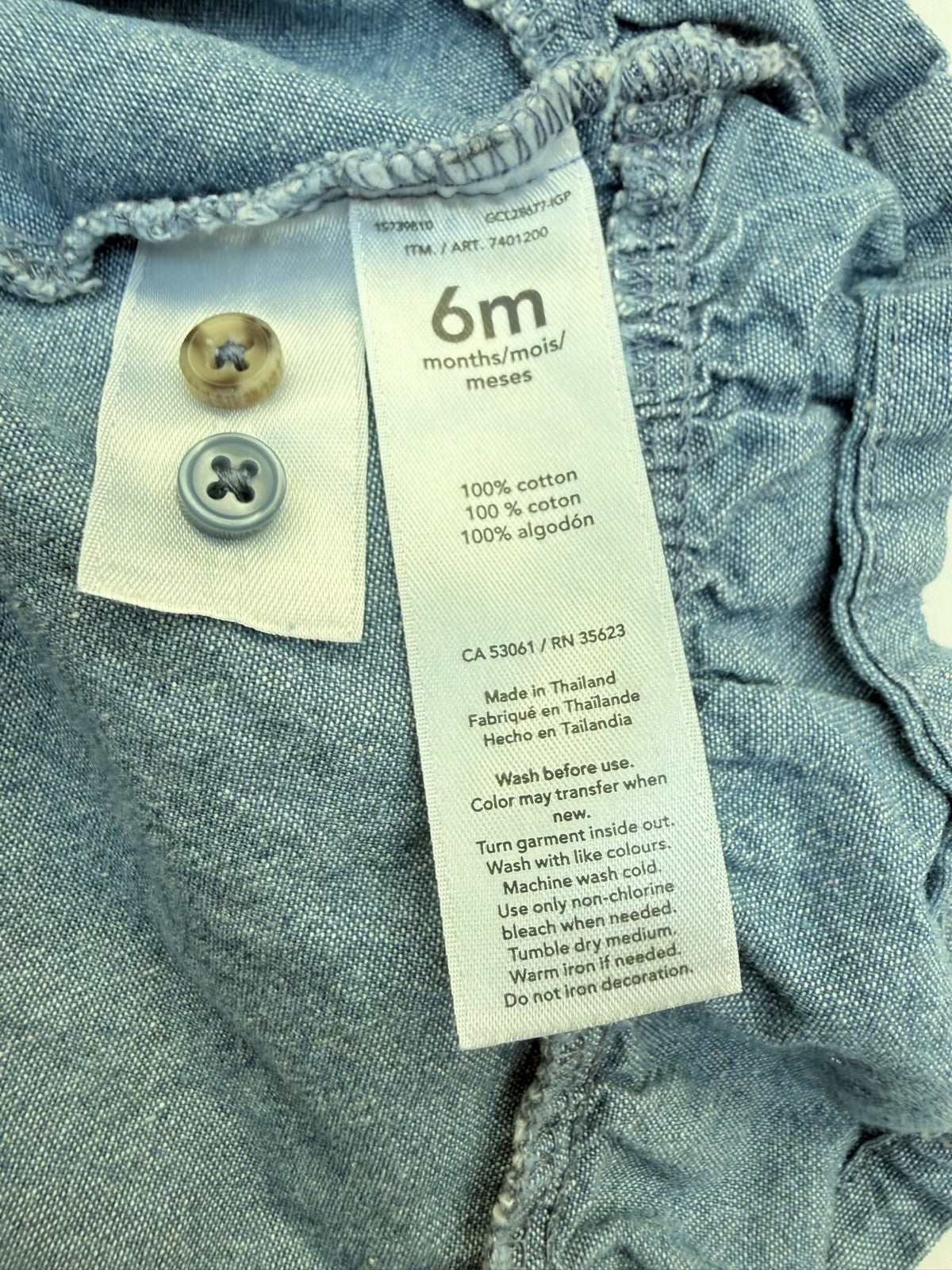 Carter's Chambray Ruffle Dress 6m