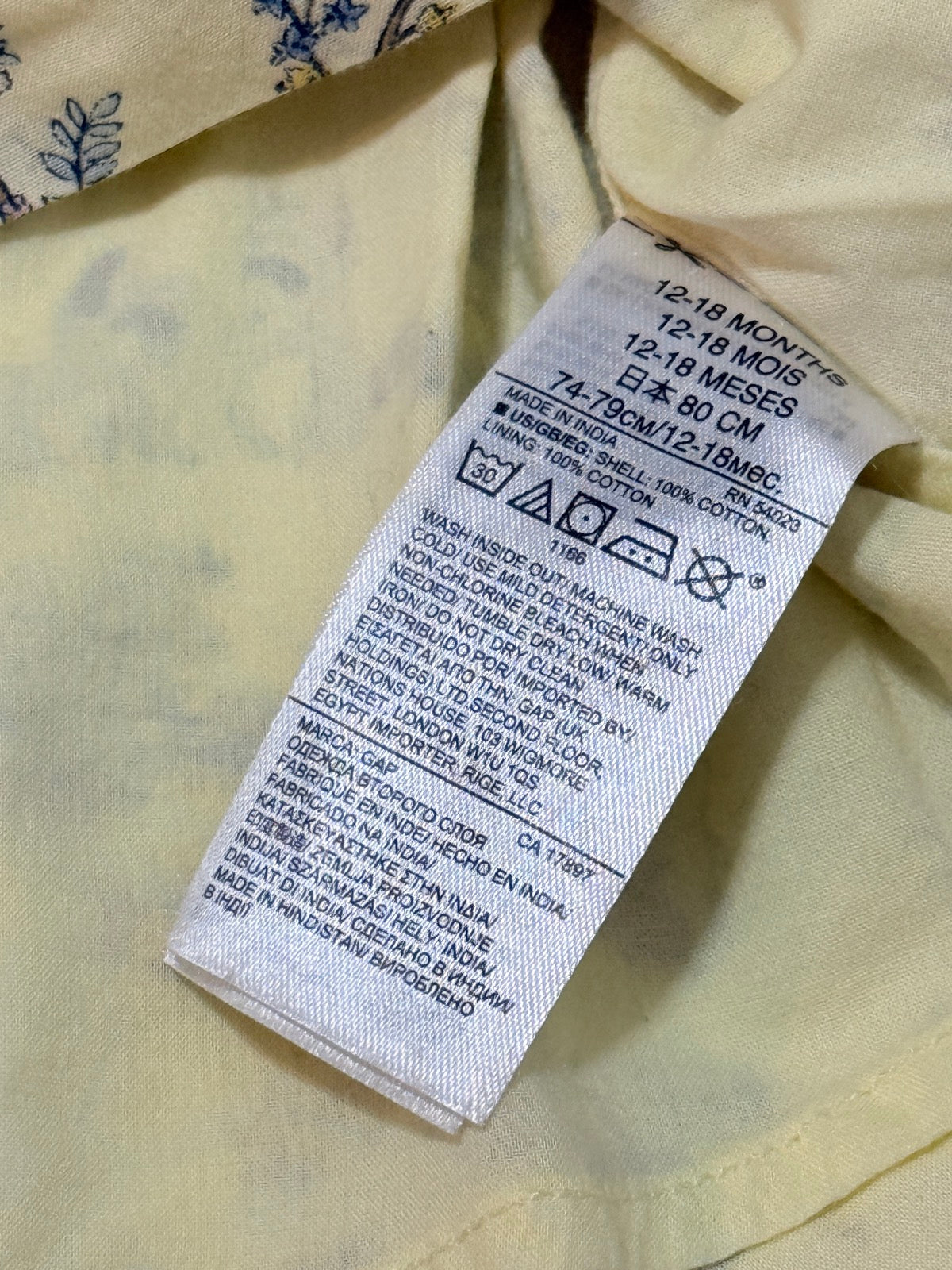Gap Disney Baby Yellow Snow White Top 12-18m