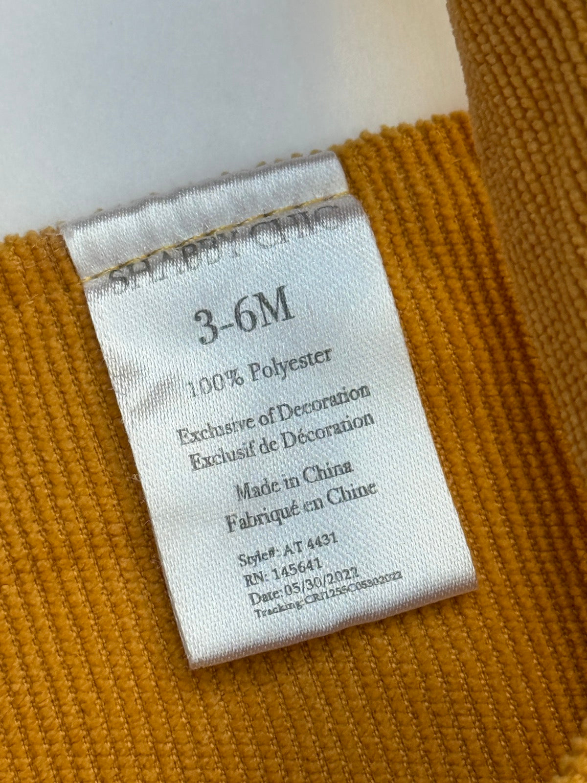 Shappy Chic Mustard Corduroy Ruffle Dress 3-6M