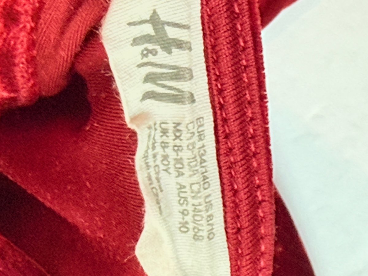 H&M Red Crushed Velvet Dress Size 8-10Y