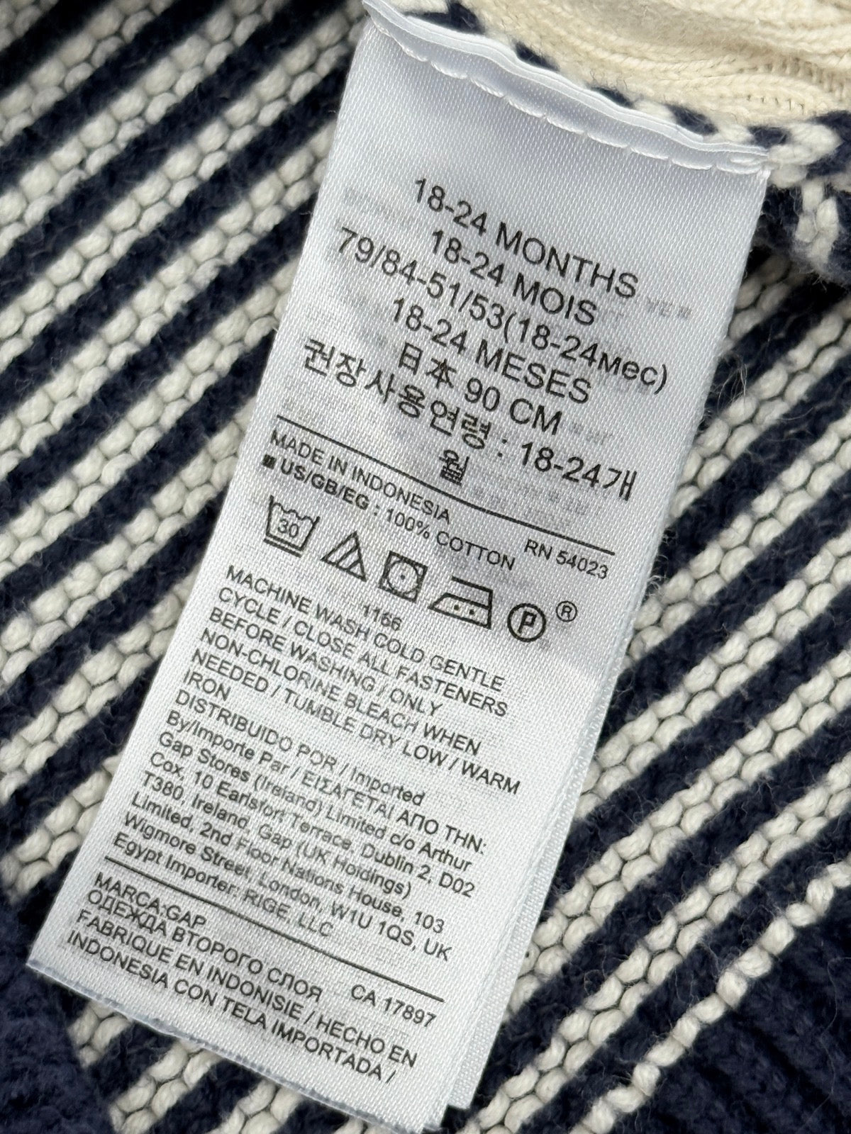 Baby Gap Navy Stripe Knit Sweater 18-24M