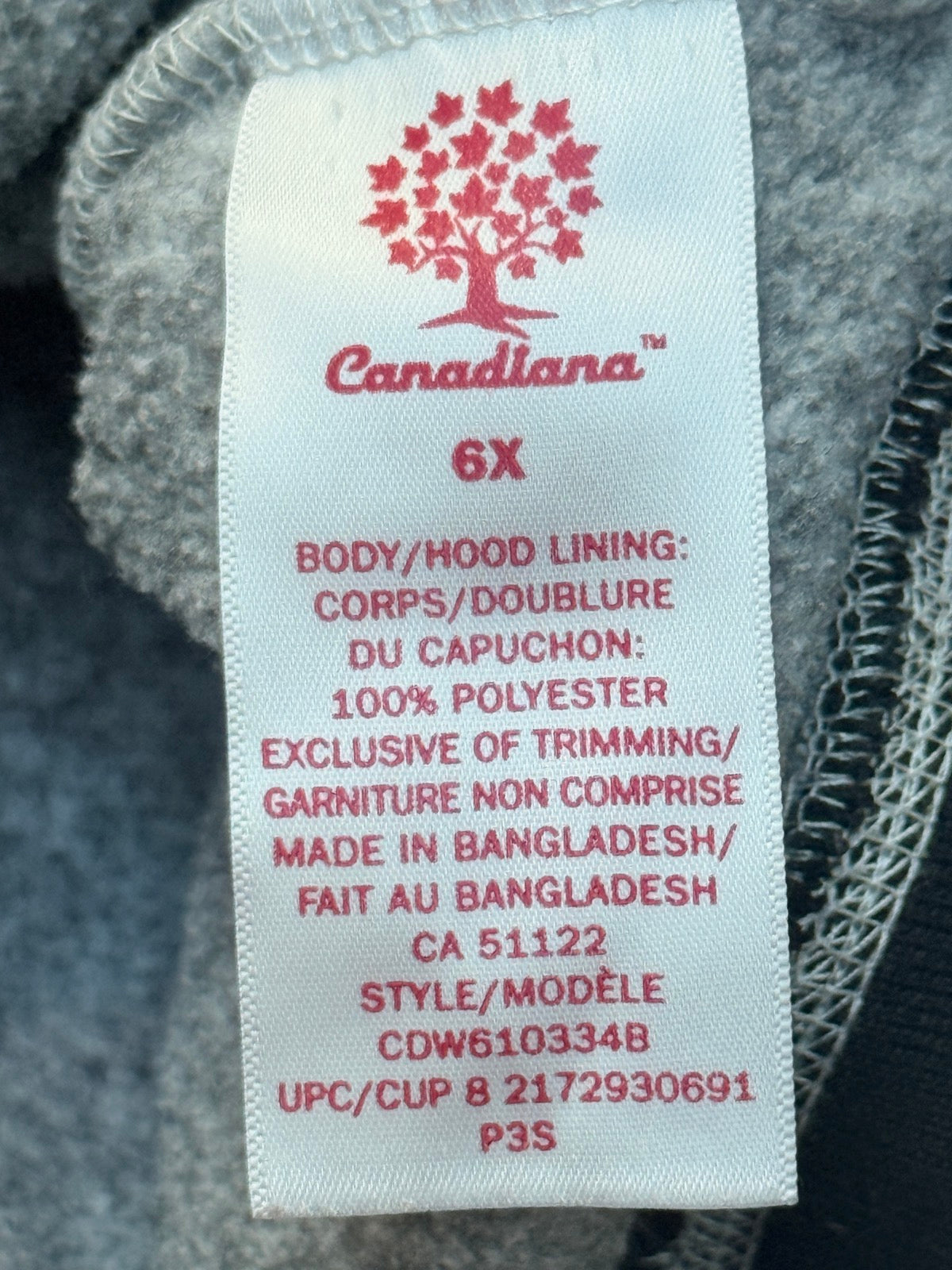Canadiana Canada Zip-Up Hoodie Size 6X