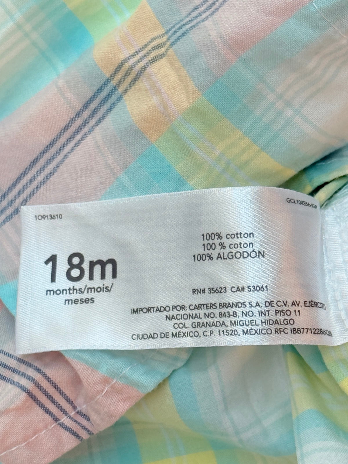 Carter's Pastel Plaid Button-Up Shirt 18M