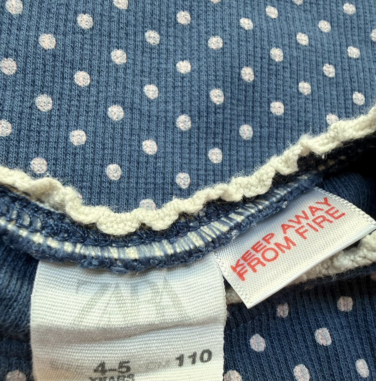 Zara Ribbed Polka Dot Blue Ruffle Top Size 4-5Y