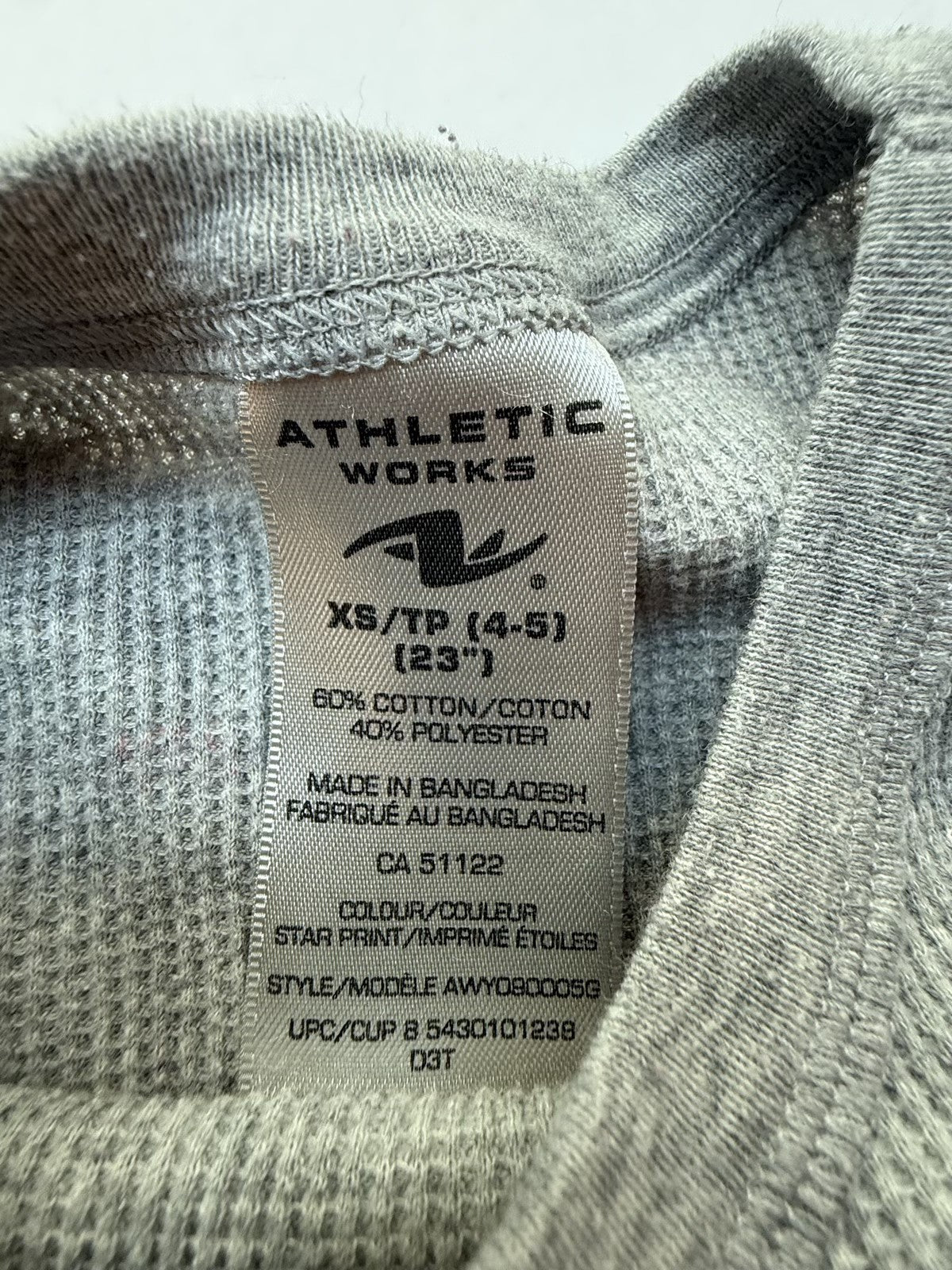 Athletic Works Star Print Thermal Top XS 4-5