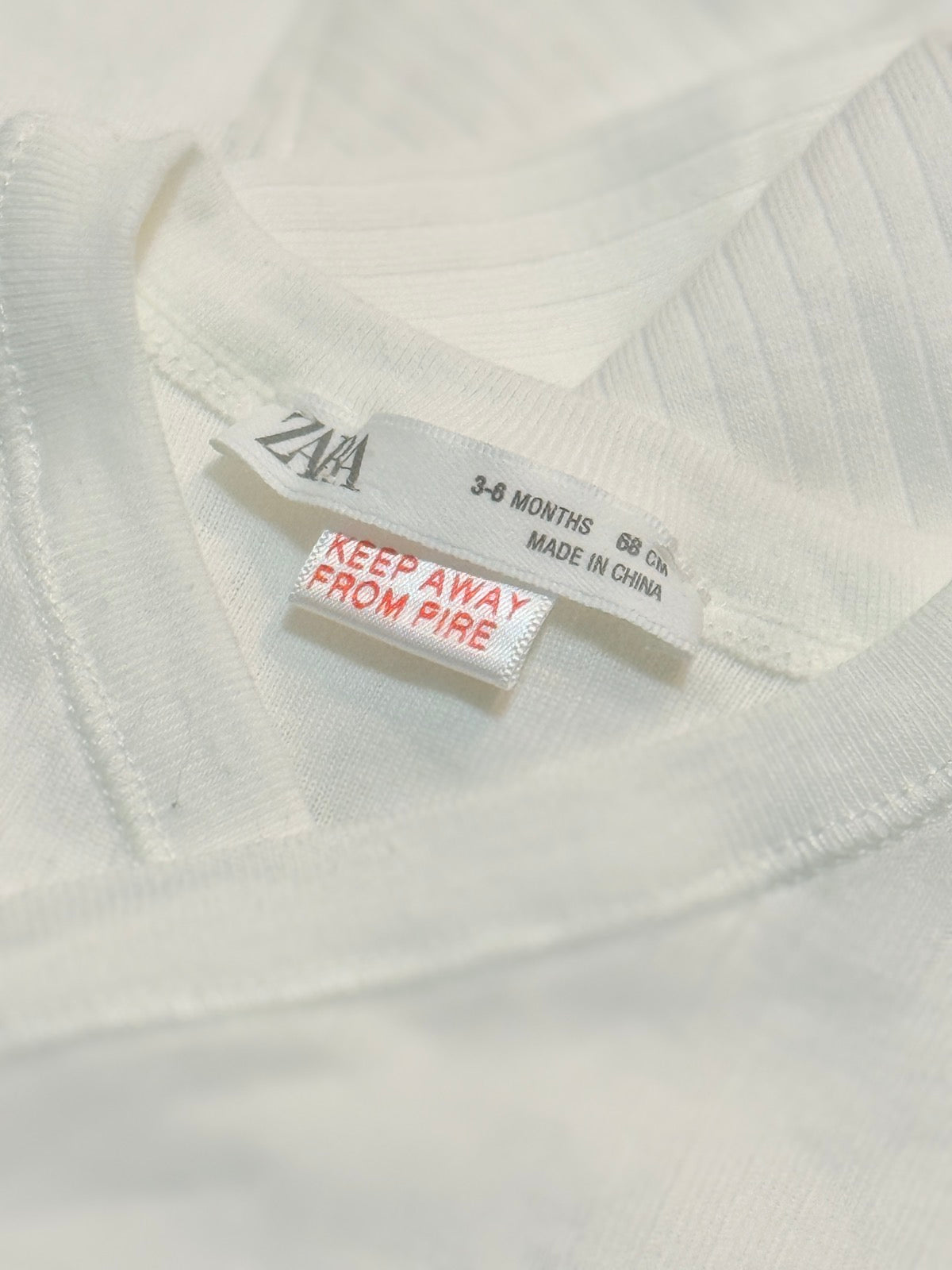 Zara White Ribbed Wrap Bodysuit 3-6M individually Sold