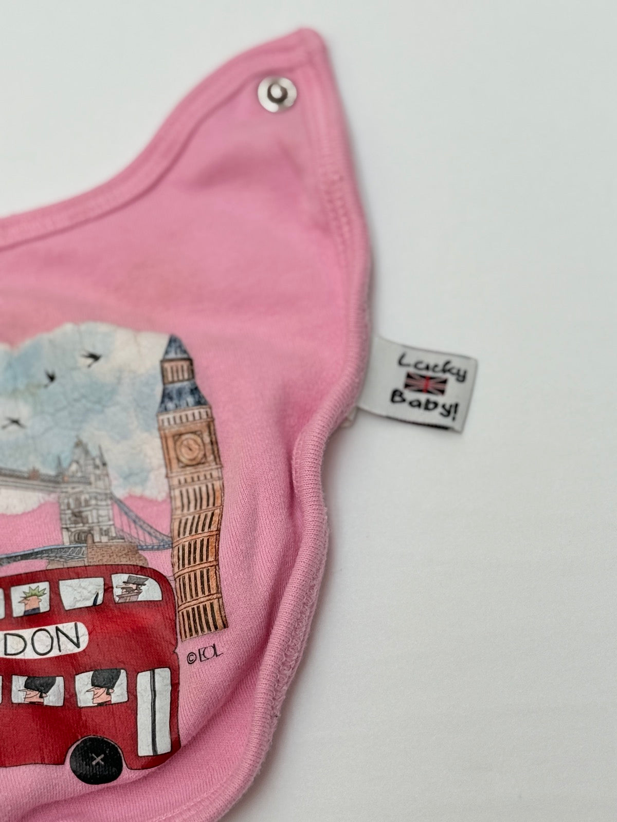 Lucky Baby London Print Pink Bib