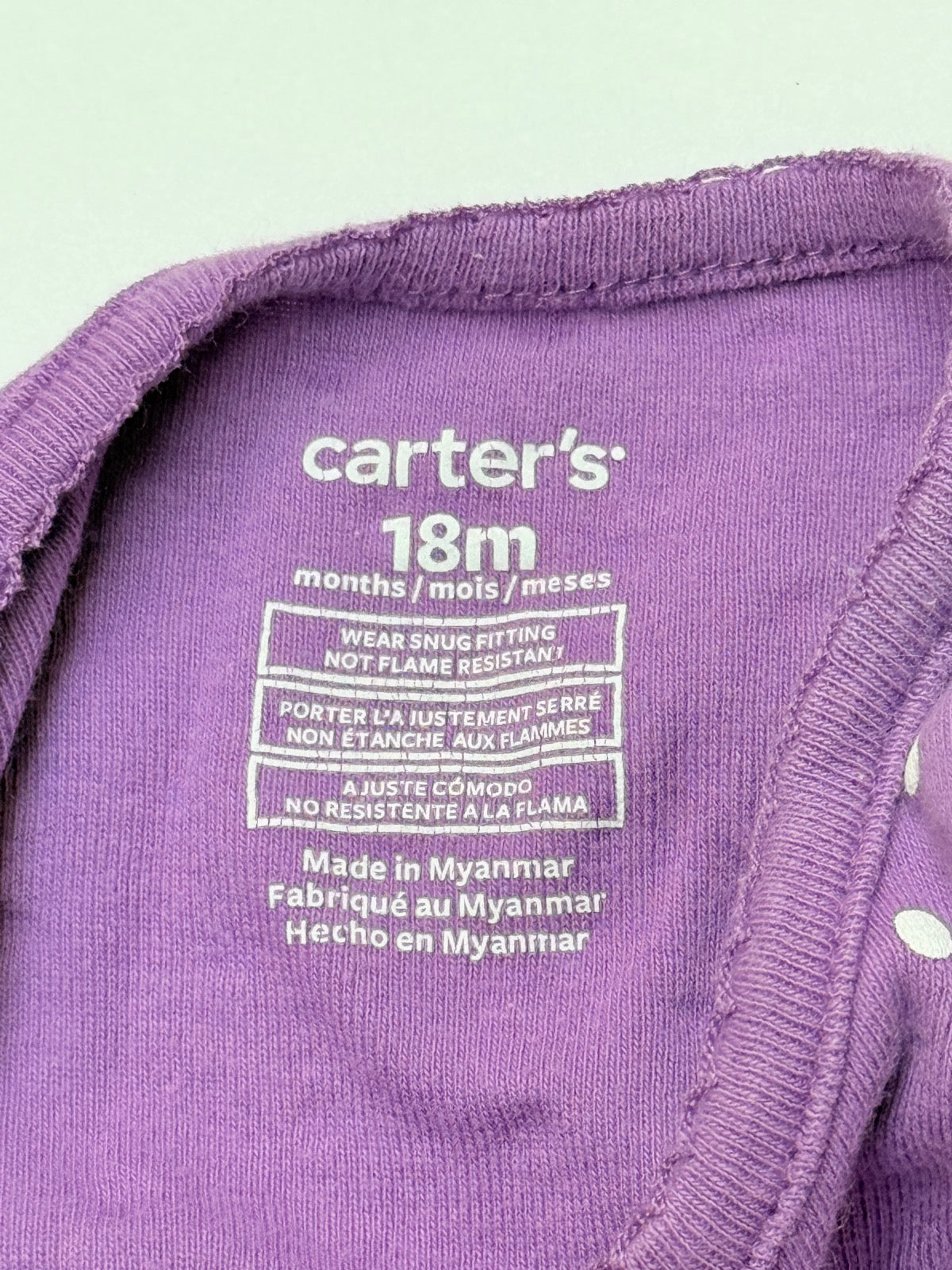 Carter's Purple Polka Dot Swan Footed Sleeper 18M