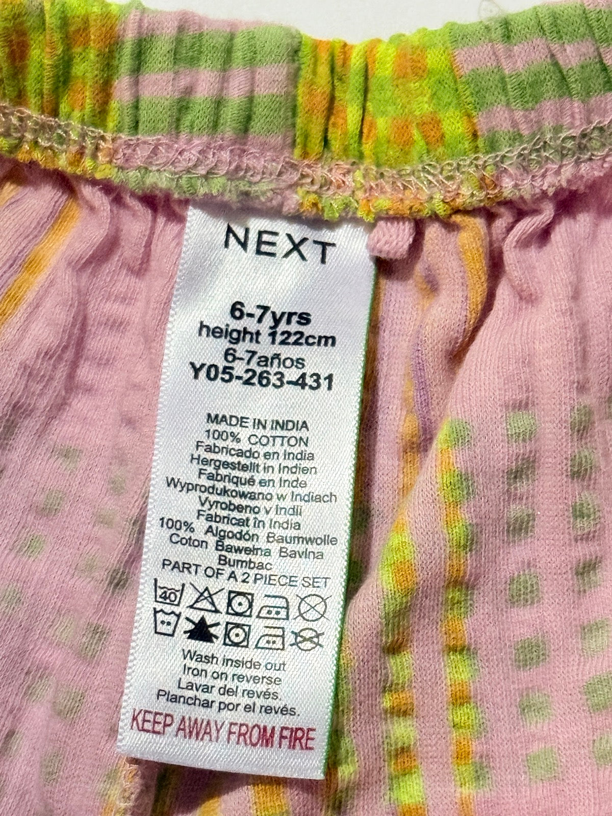 Next Pink Green Plaid Ruffle Shorts 6-7Y