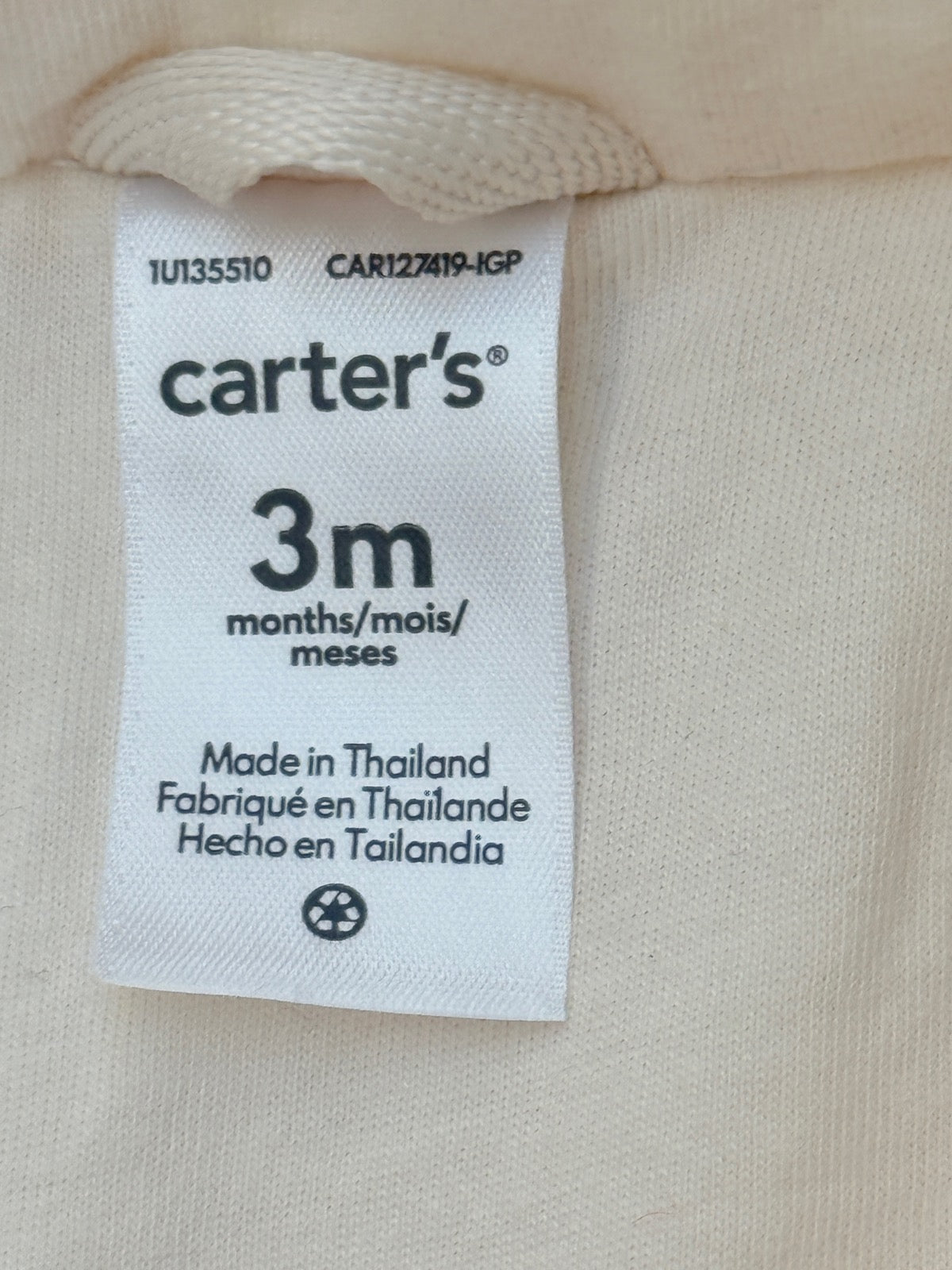 Carter's Cream Fleece Zip Jacket 3M
