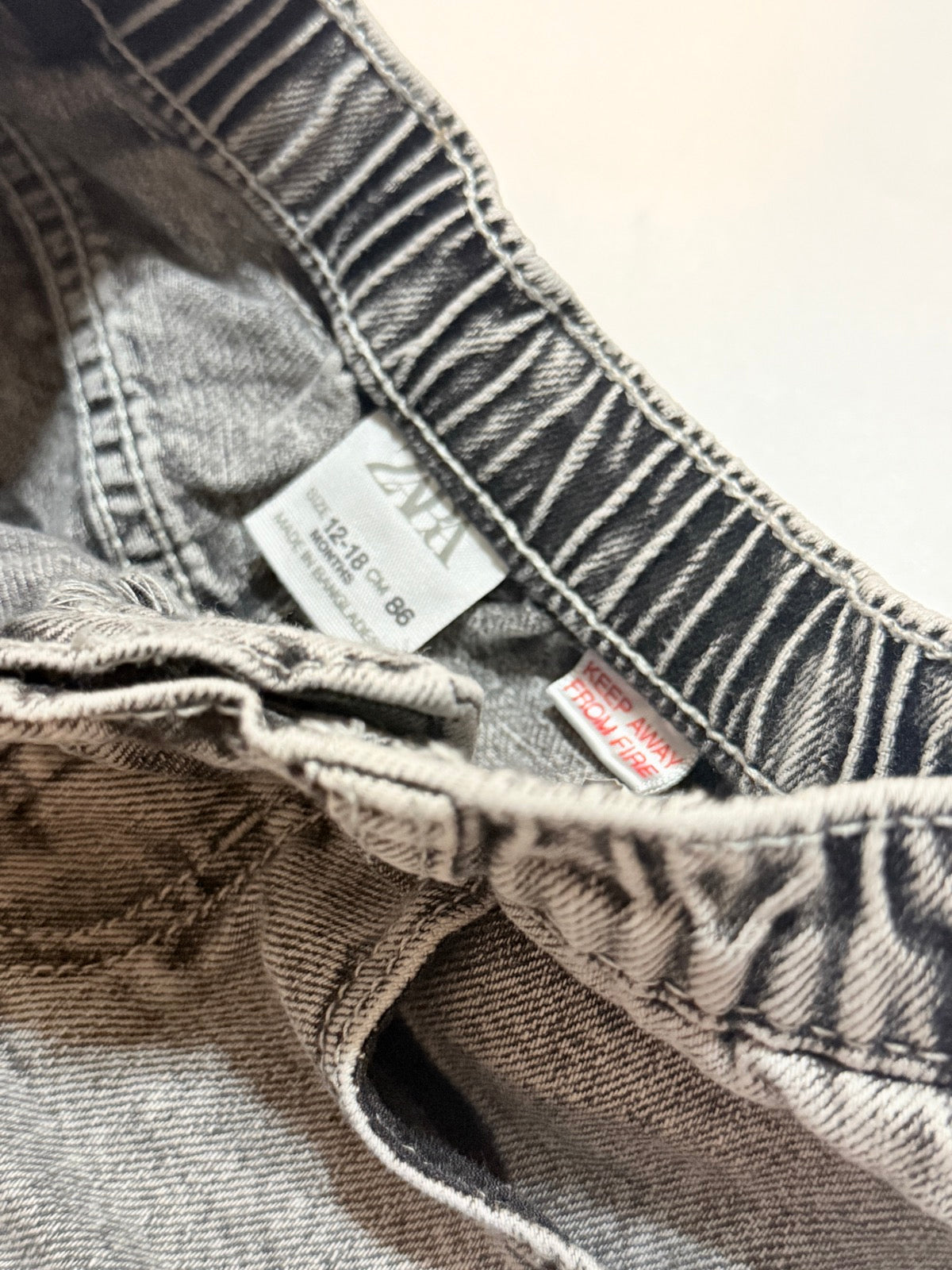 Zara Gray Acid Wash Jeans 12-18m