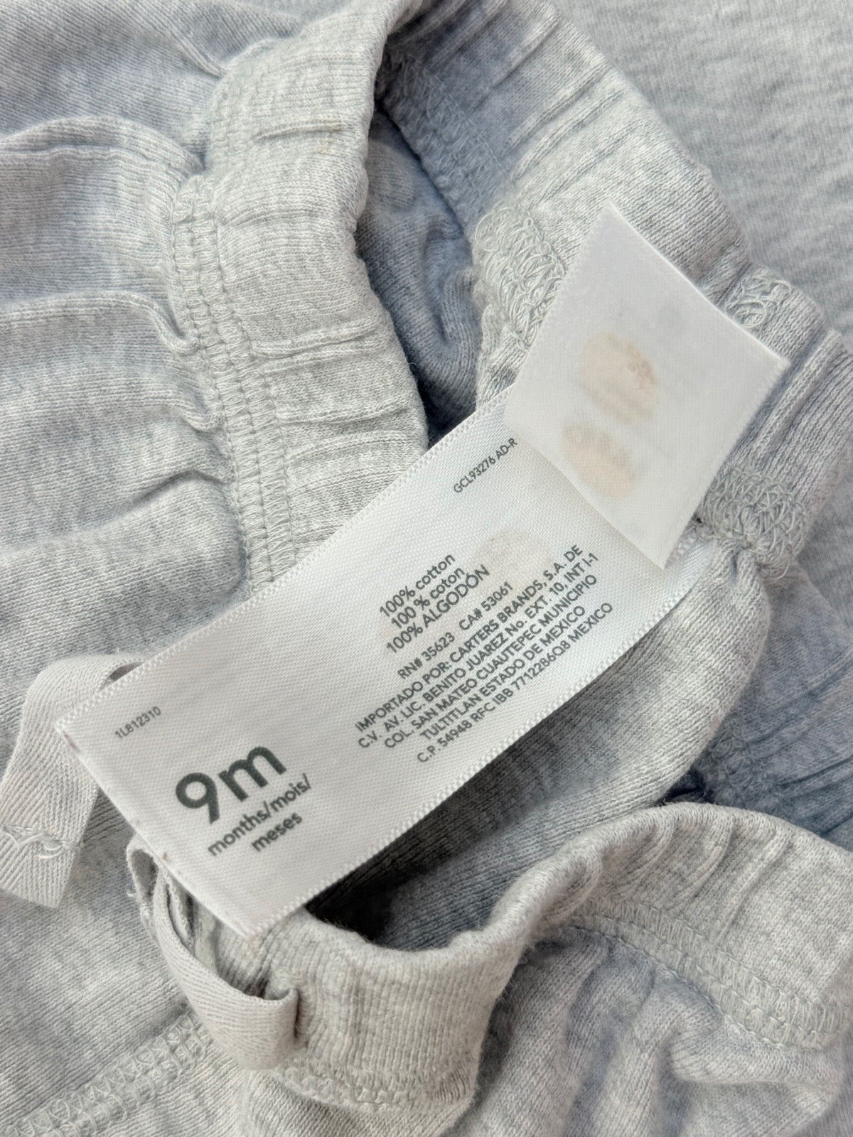 Kirkland Carter's Gray Onesie Pants Set 6-9M