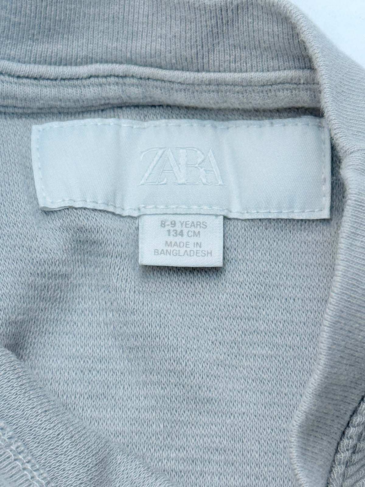 Zara Gray Ribbed Long Sleeve Top Size 8-9Y