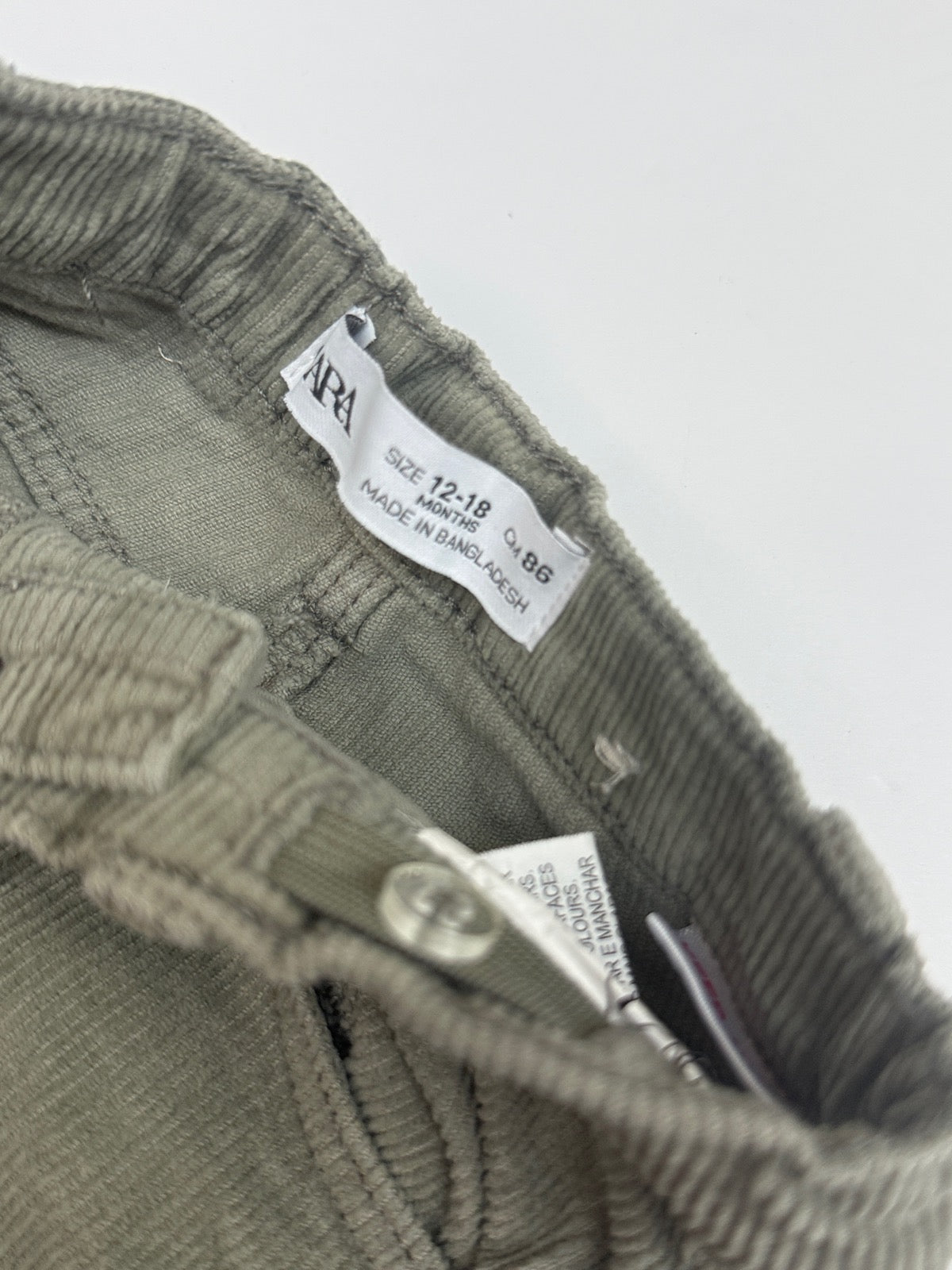 Zara Olive Corduroy Pants 12-18M