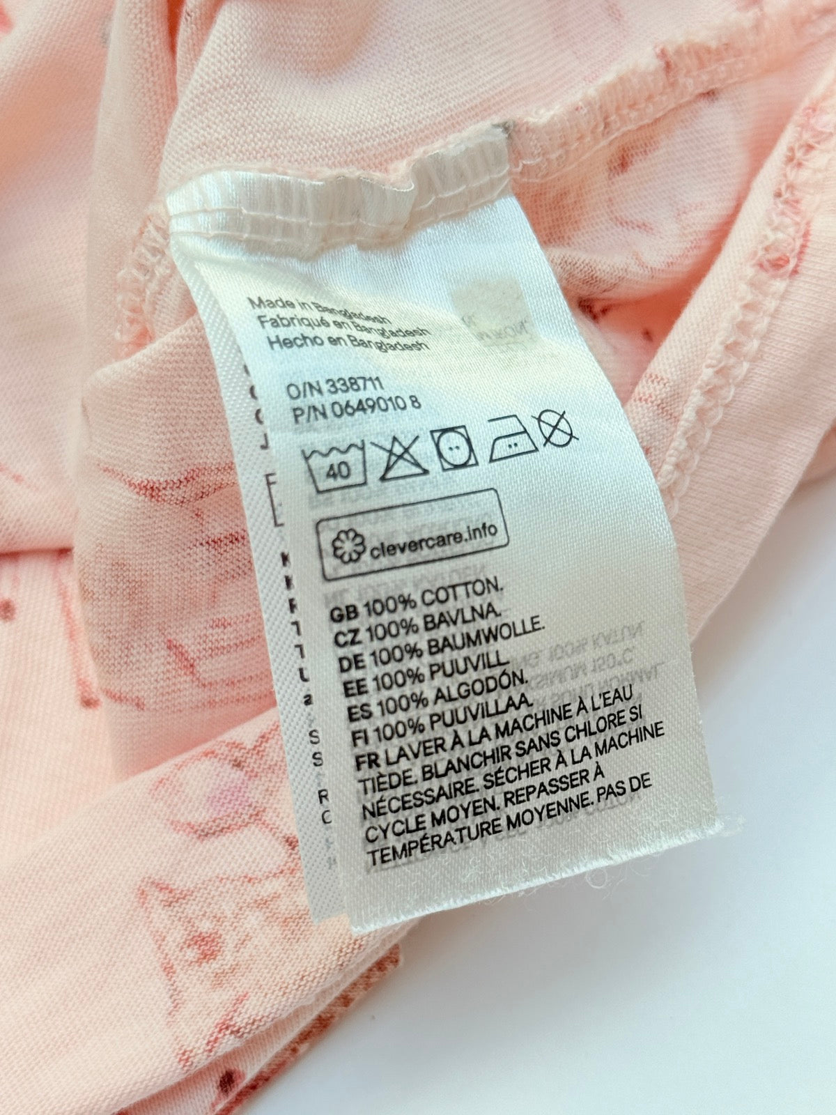 H&M Pink Fawn Print Long Sleeve Top 12-18M