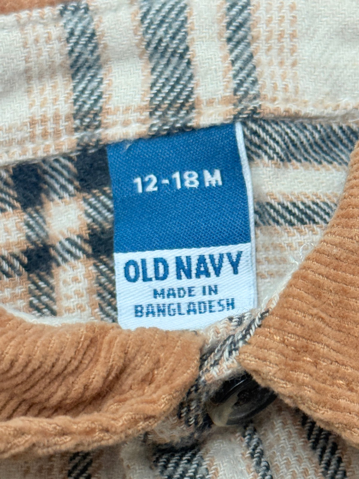 Old Navy Plaid Flannel Hooded Shirt 12-18M