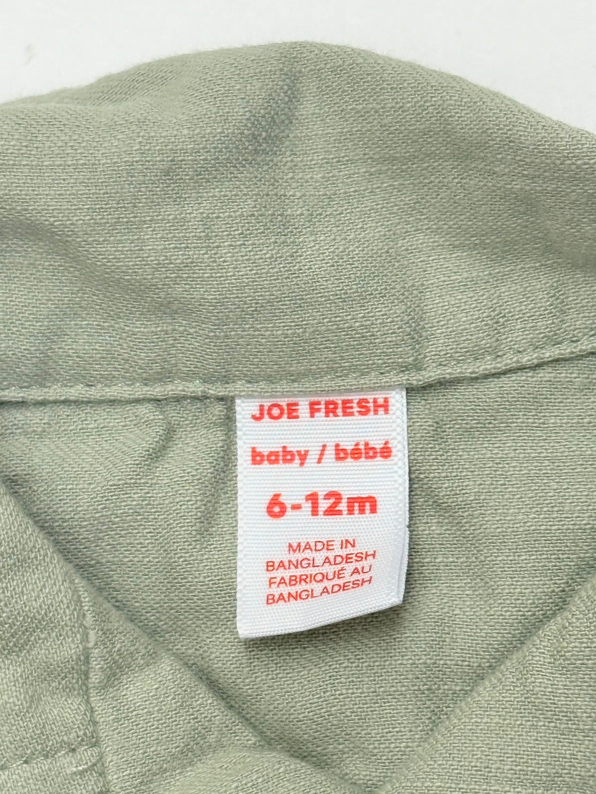 Joe Fresh Olive Button-Up Romper 6-12M