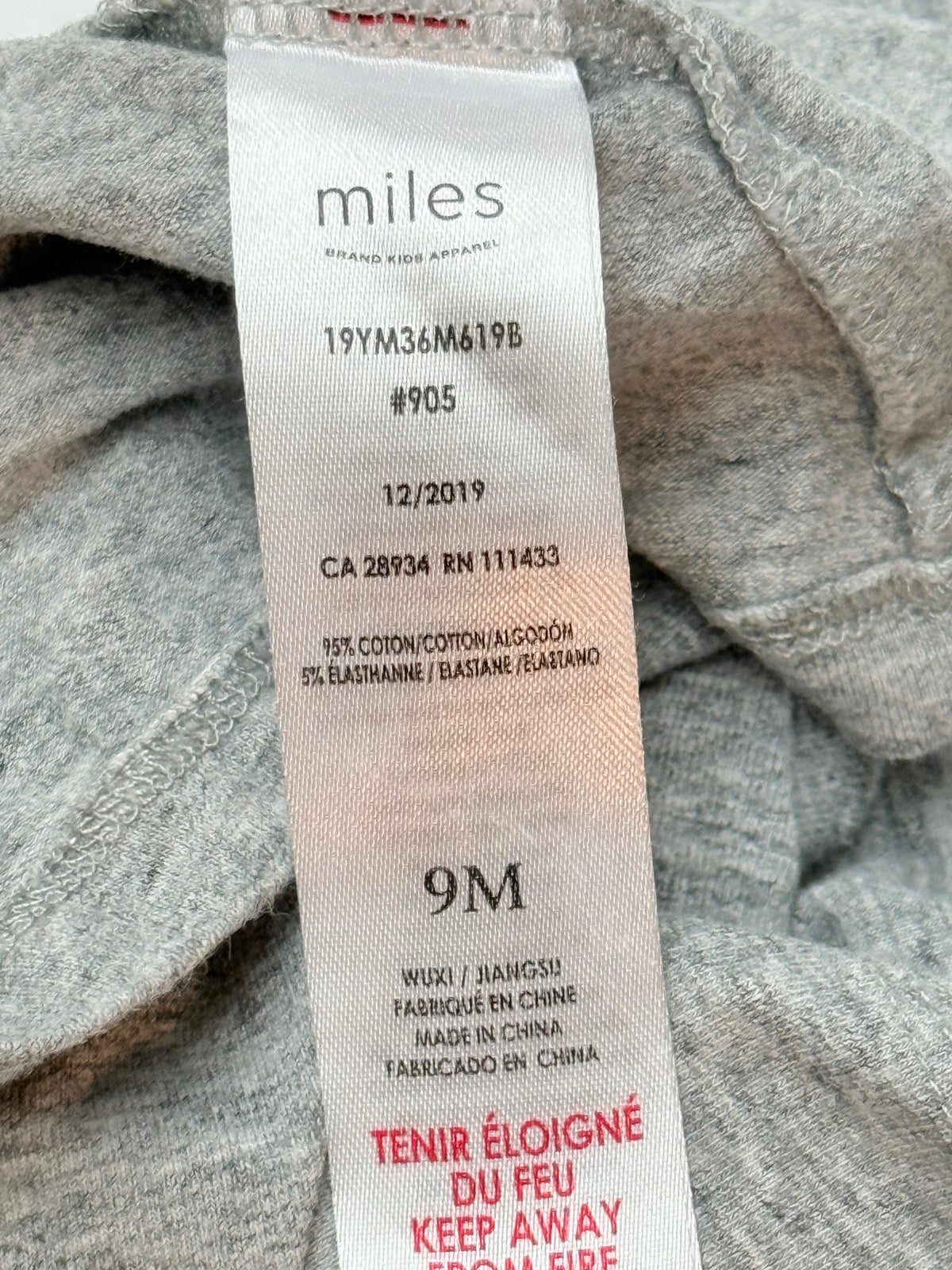 Miles Kids Gray Pocket T-Shirt 9M