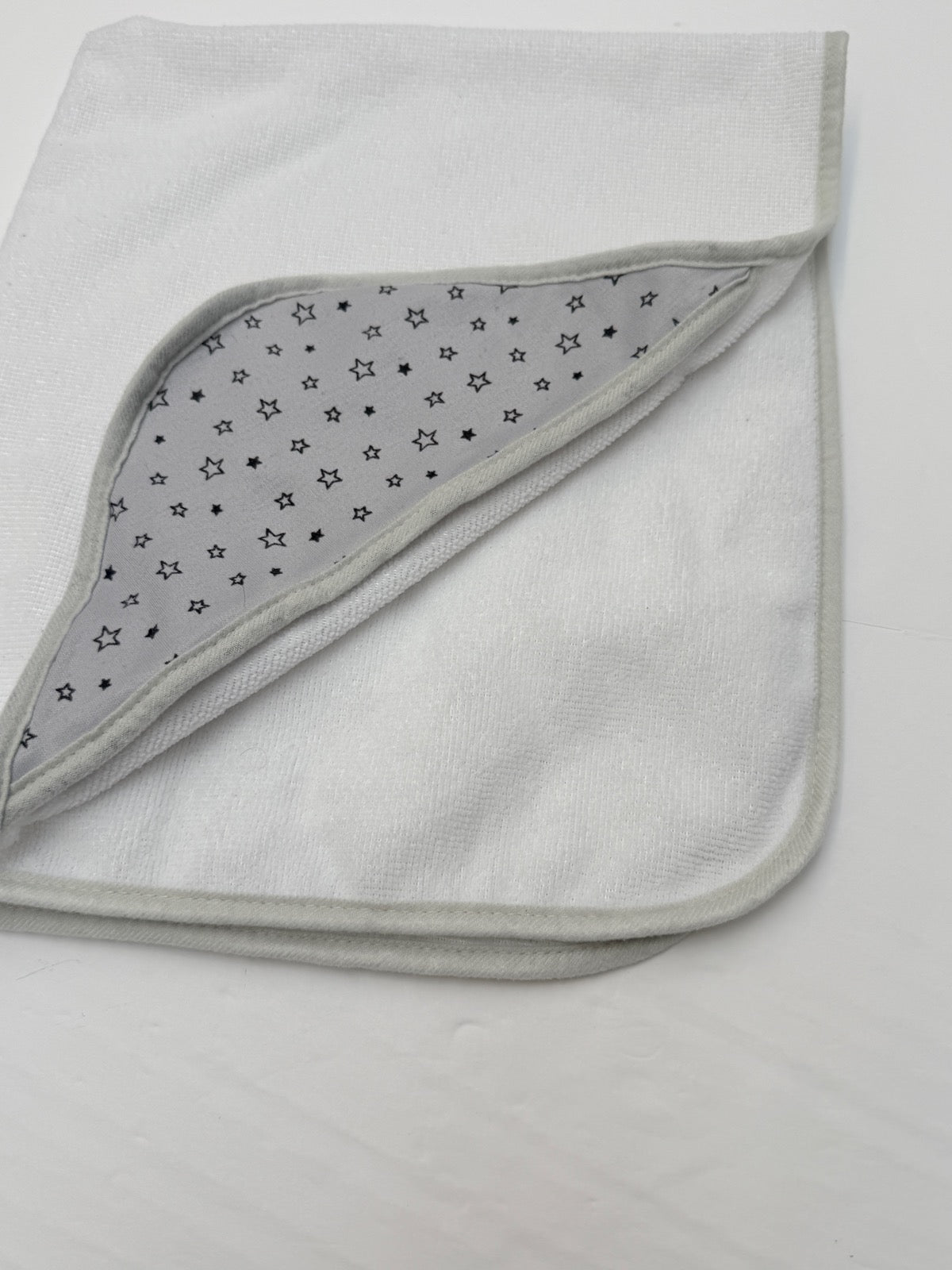 White Hooded Baby Towel Star Print