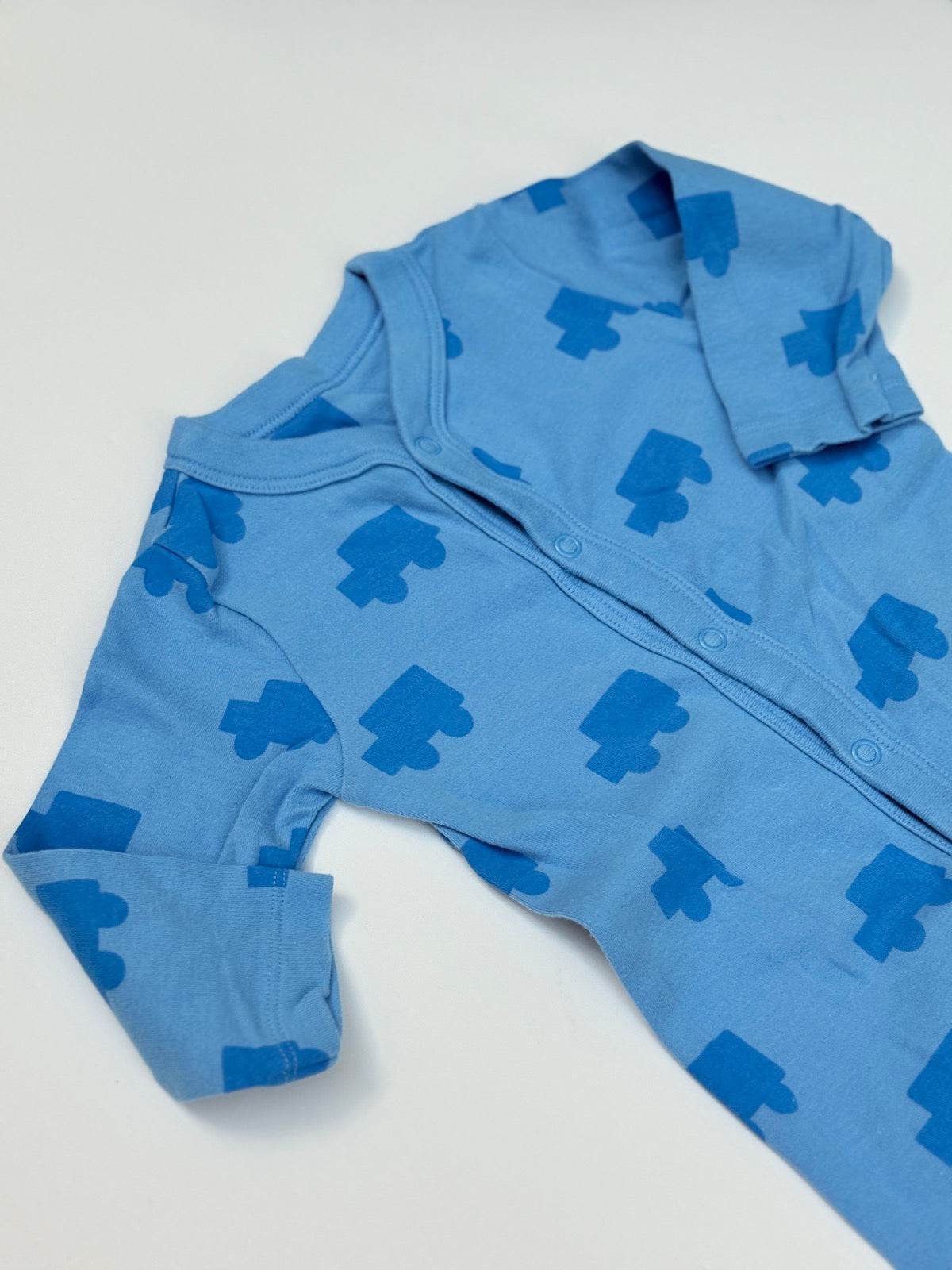 Baby Blue Train Print Footed Sleeper 9M