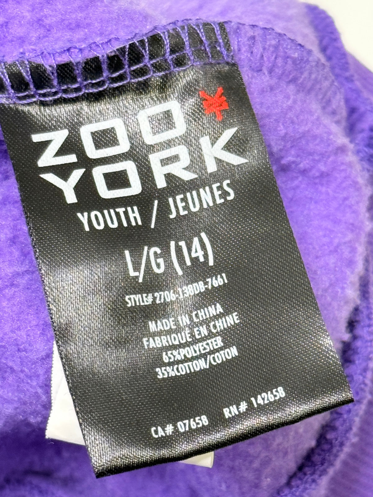 Zoo York Purple Hoodie Youth L G 14