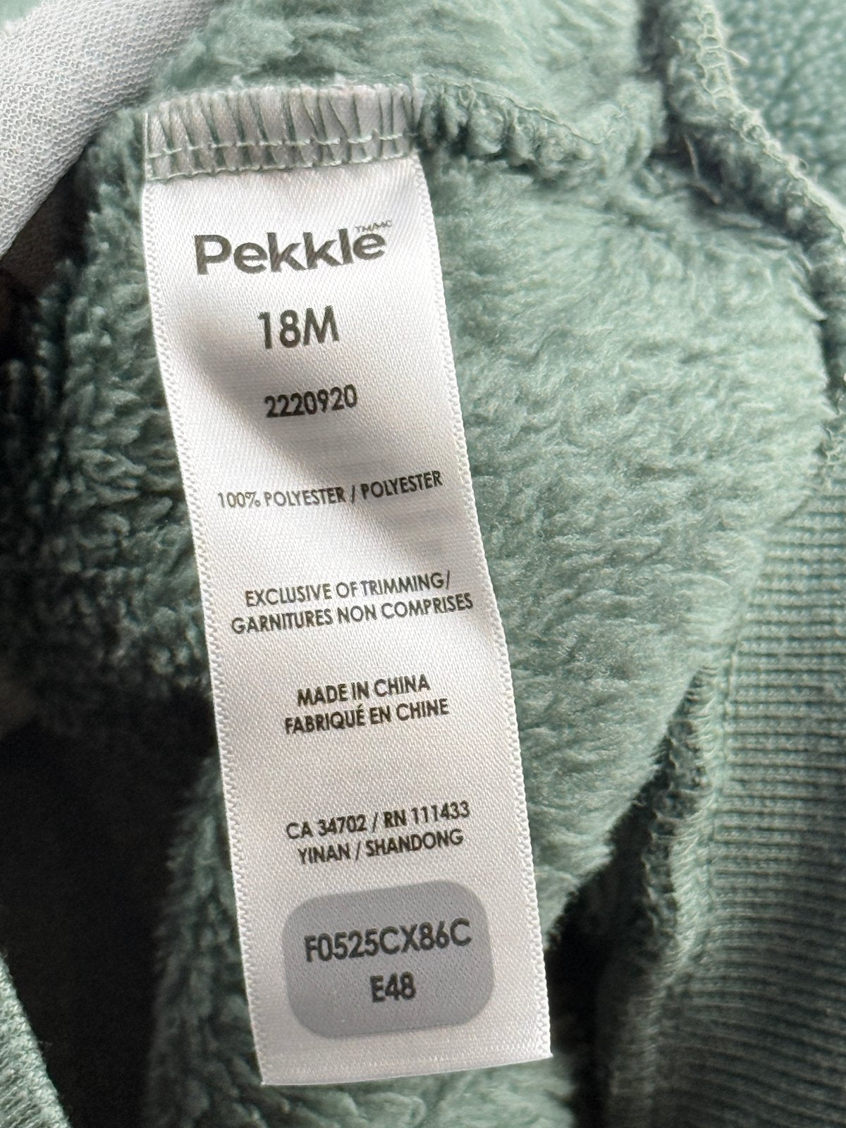 Pekkle Green Bear Fleece Sweatshirt 18M
