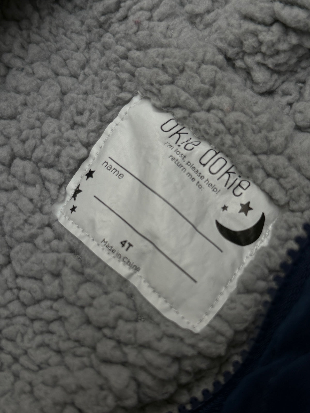 Okie Dokie Navy Quilted Sherpa Jacket 4T